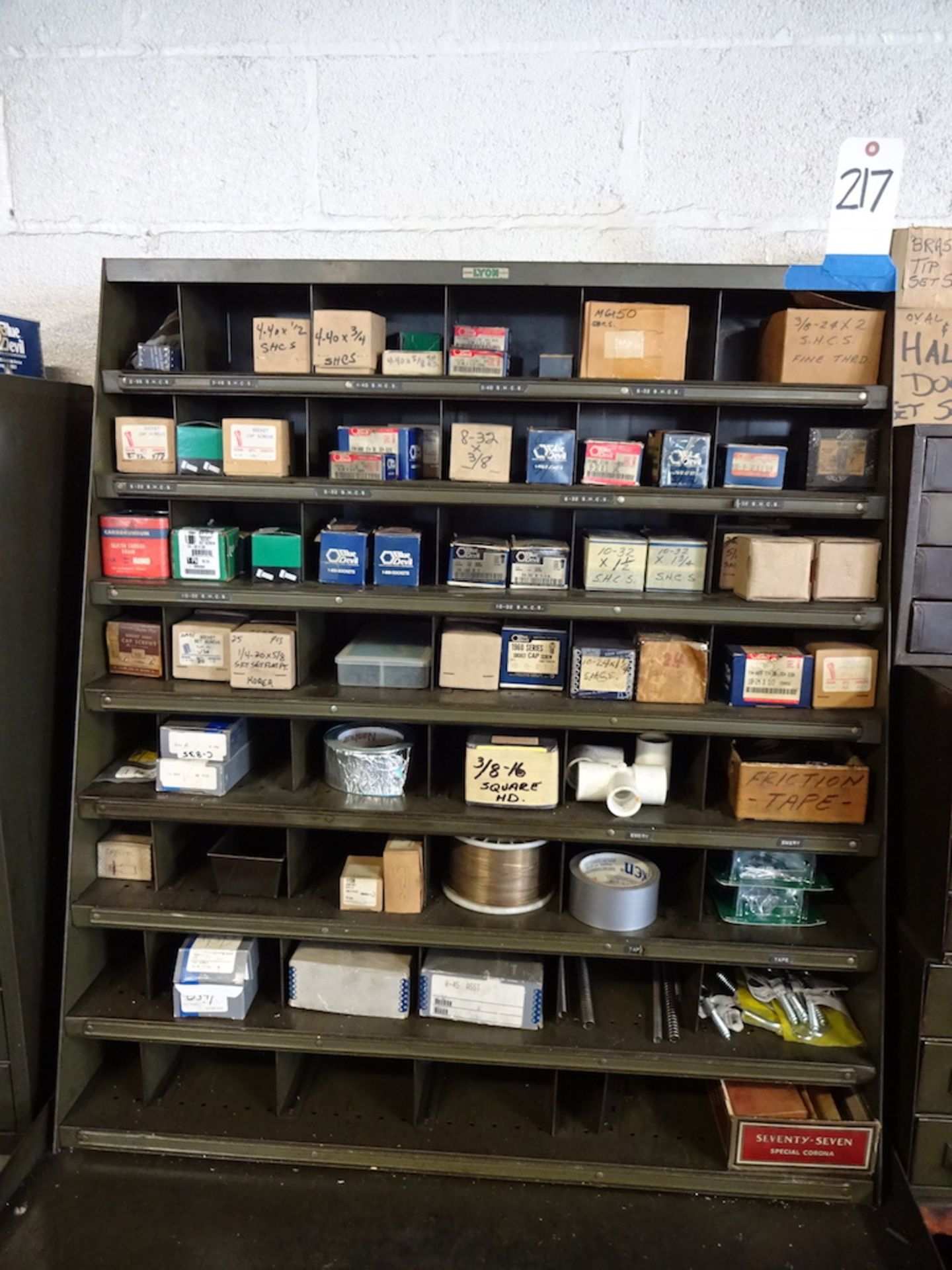 LOT: Storage Cabinet with Assorted Hardware