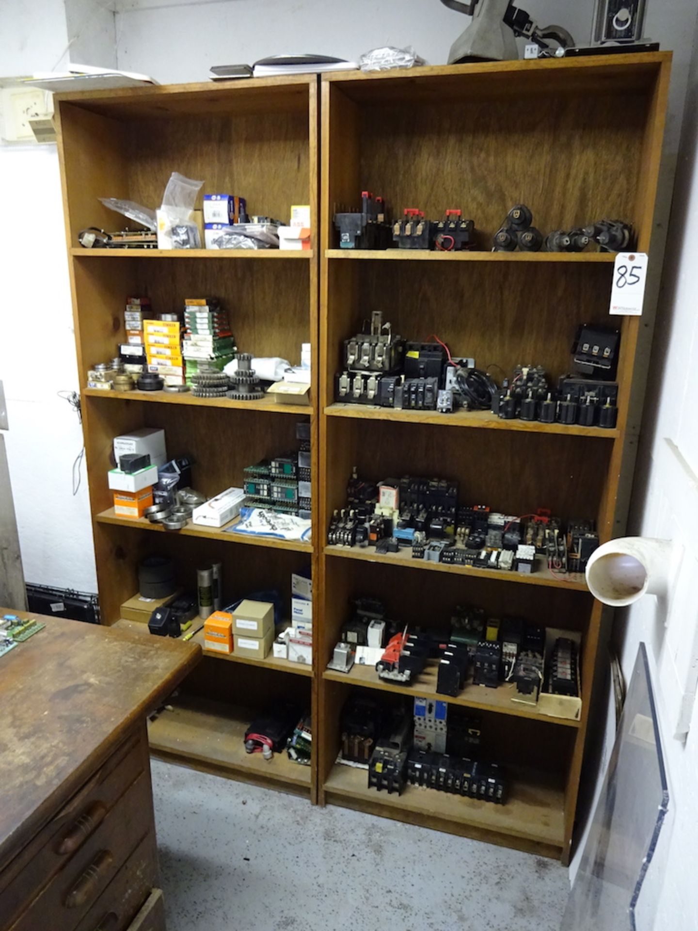 LOT: (2) WALL UNITS W/ CONTENTS, INCLUDING - BEARINGS, & ELECTRICAL PARTS