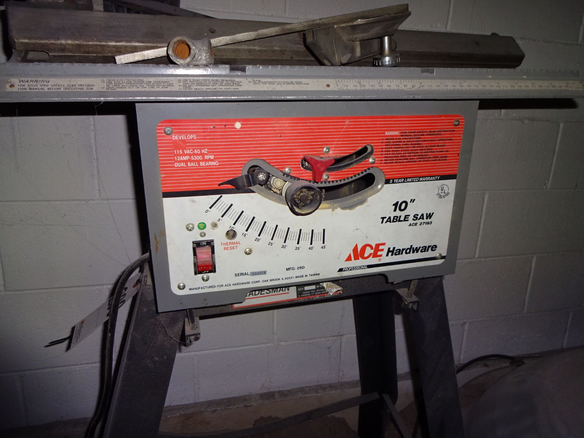 ACE 10 IN. TABLE SAW - Image 2 of 2