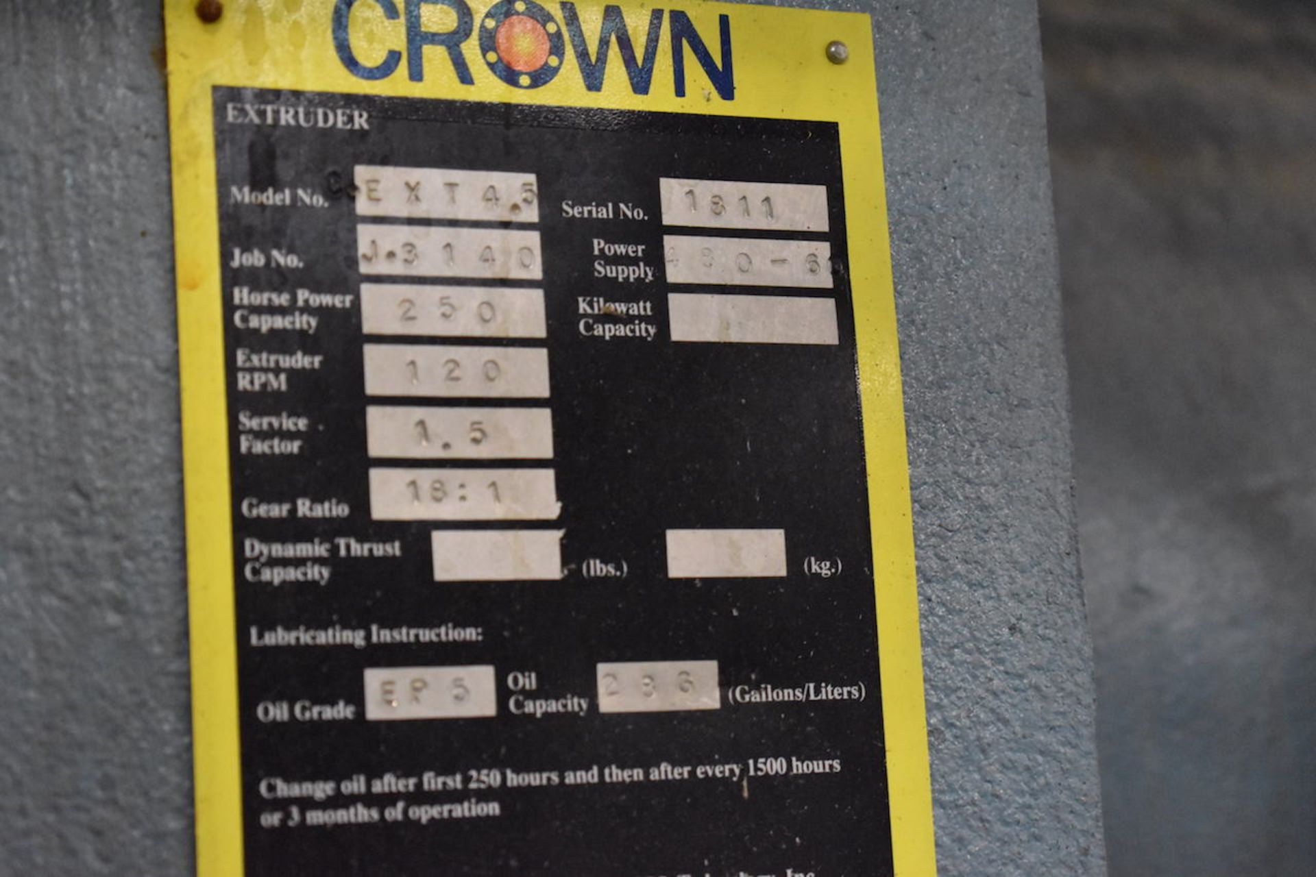 CROWN 48” MODEL EXT 4.5 4.5” PLASTIC PET EXTRUSION LINE: CROWN EXTRUDER S/N 1811 (2014), - Image 18 of 22