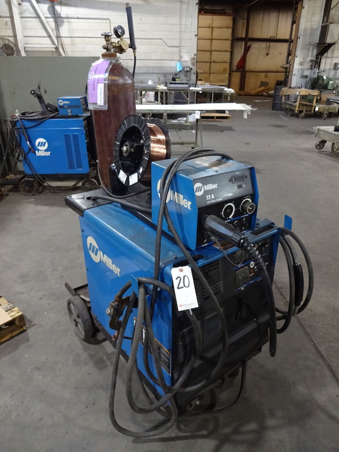 Miller CP-302 CV-DC Welding Power Source, S/N LJ330114C, Miller 22A 24 Volt Wire Feeder