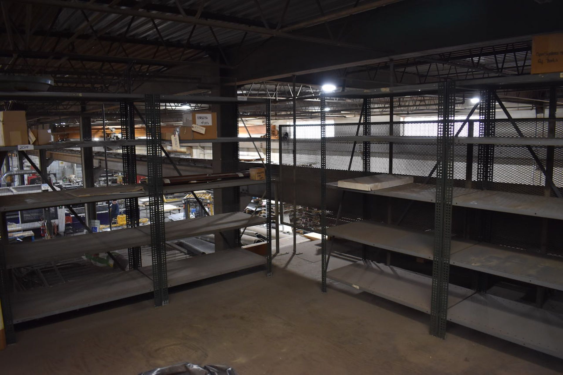 ASSORTED WORK BENCHES, FILE CABINETS, METAL SHELVING AND STORAGE CABINETS IN UPSTAIRS MEZZANINE. ( - Image 2 of 9