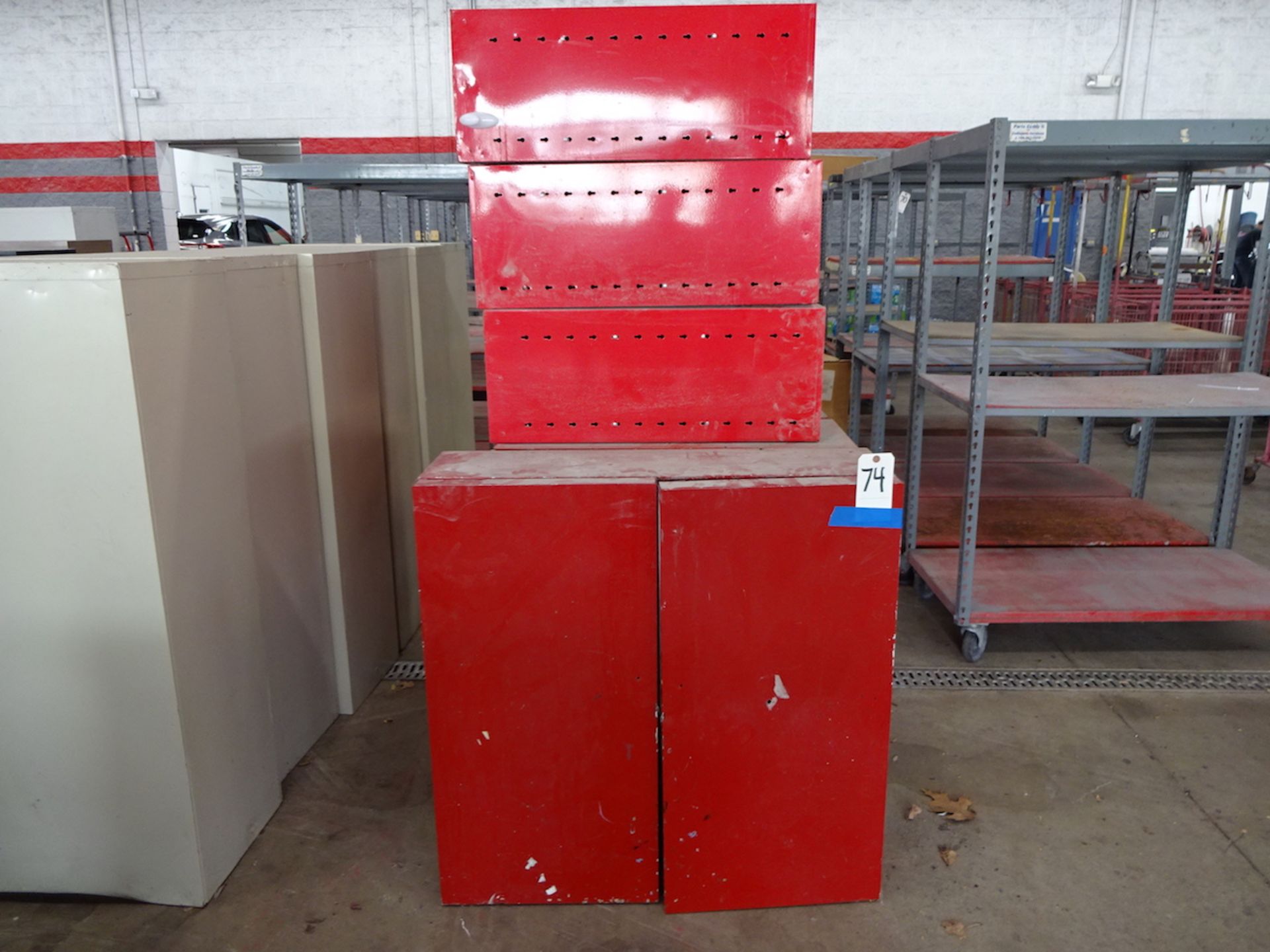 LOT (7) RED STEEL STORAGE CABINETS