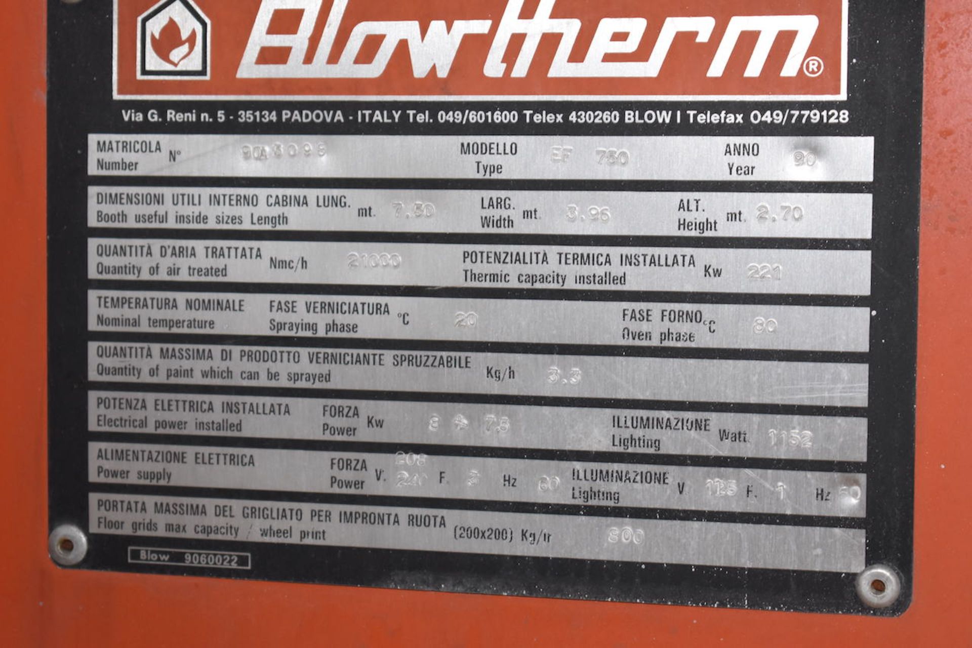 BLOWTHERM MODEL EP-750 DOWNDRAFT HEATED DRIVE-IN SPRAY BOOTH: - Image 5 of 7