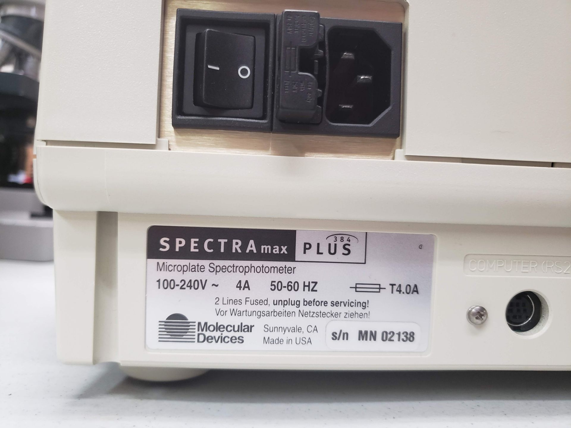 MOLECULAR DEVICES SPECTRA MAX PLUS MICROPLATE SPECTROPHOTOMETER - Image 5 of 5