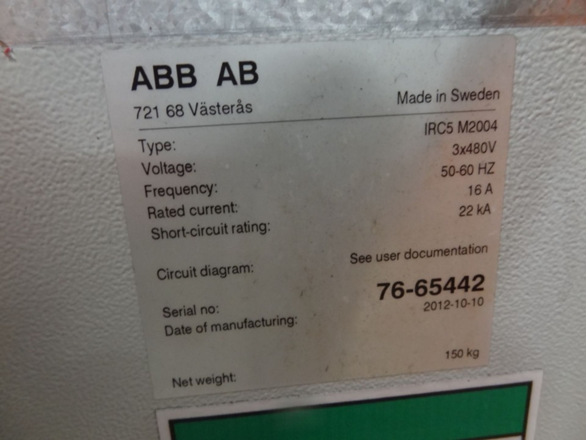 ABB ROBOT IRB 7600-340/2.8 WITH IRC 5 CONTROLS, CABLES & TEACH, YEAR 2012, SM 76-65422, LOCATION MI - Image 3 of 3