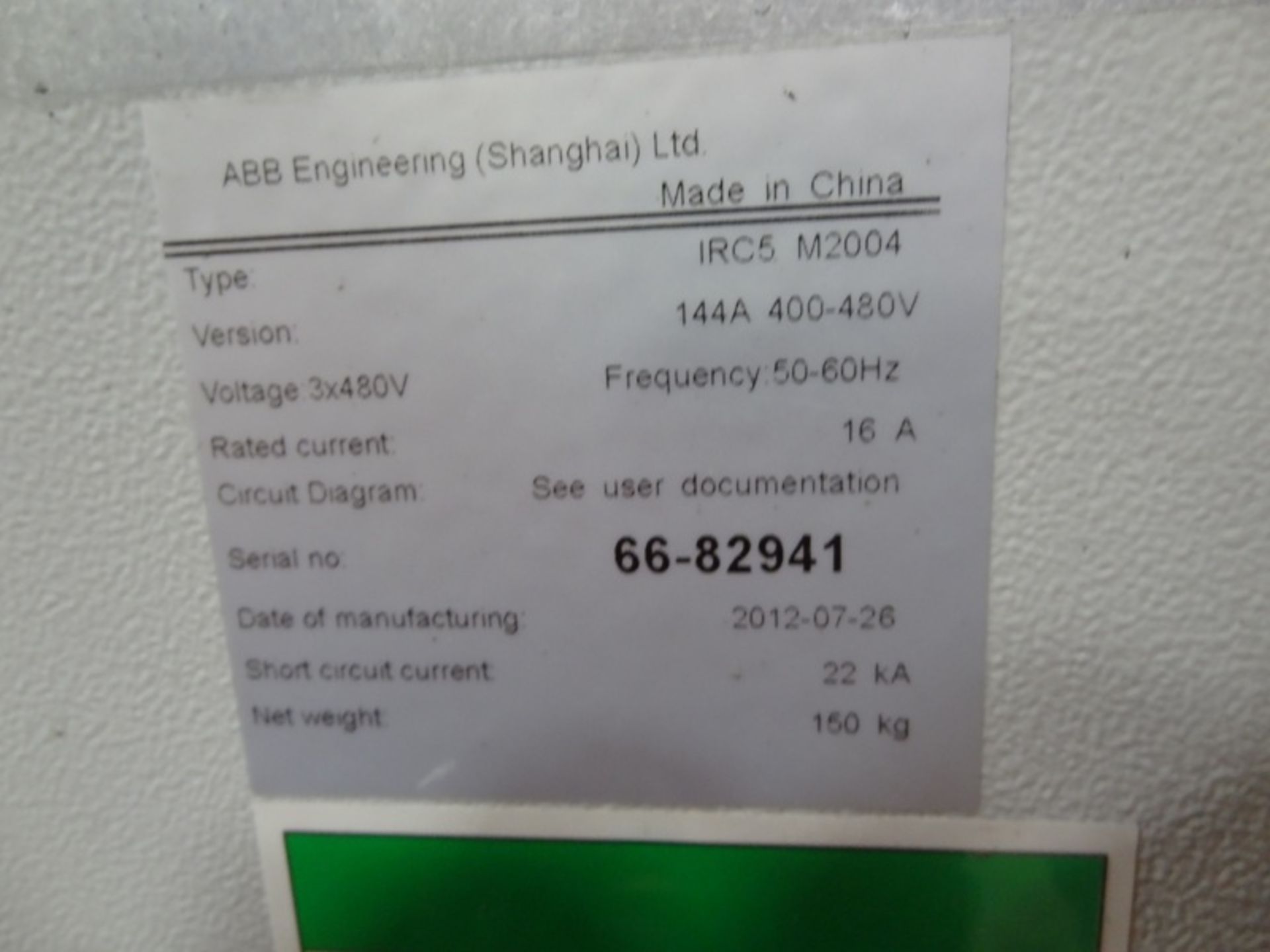 ABB ROBOT IRB 6640-235/2.55 WITH IRC 5 CONTROLS, CABLES & TEACH, YEAR 2012, SM 66-82941, LOCATION MI - Image 3 of 3
