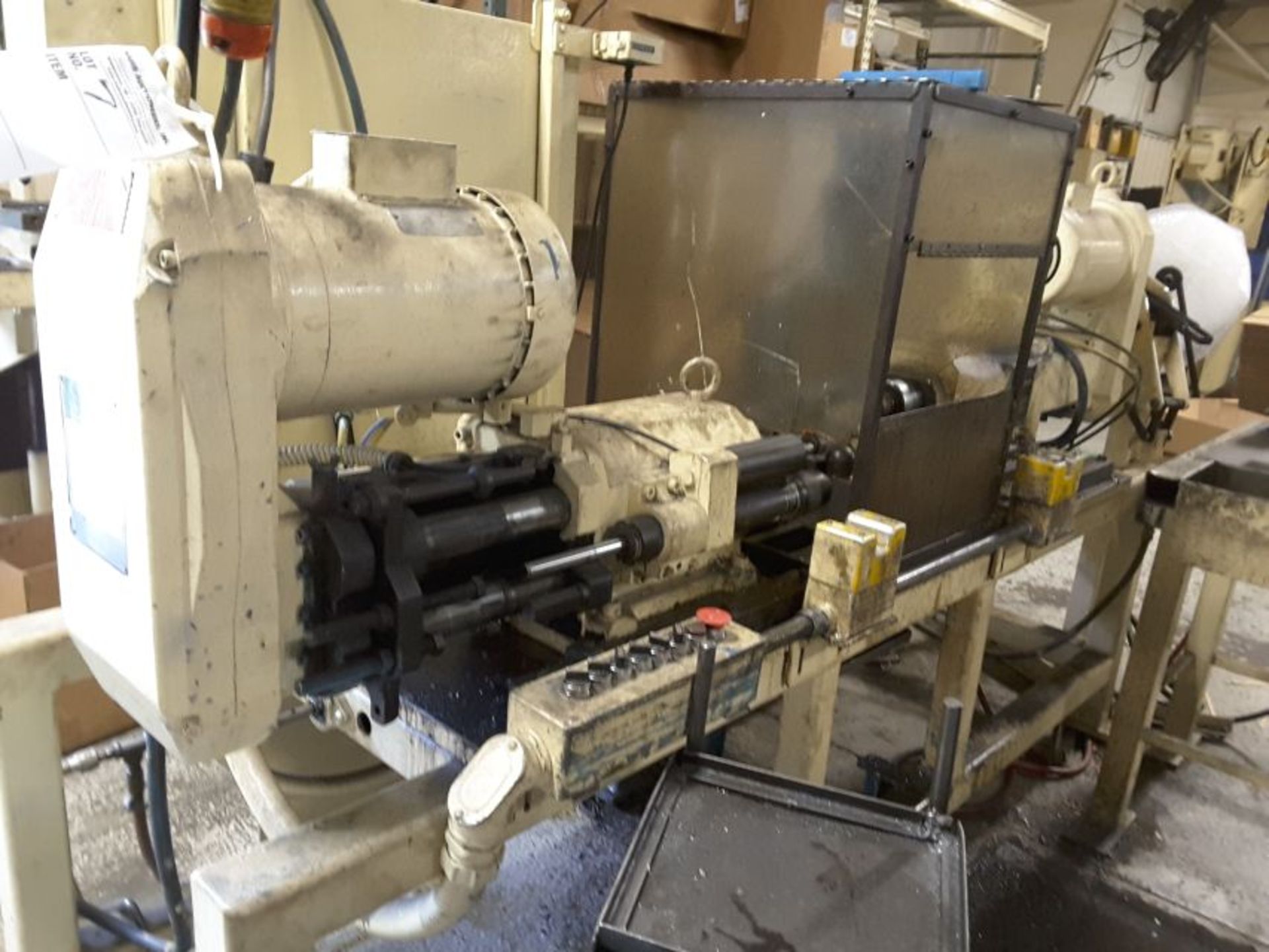 Custom built duel head pneumatic driven boring machine duel 5 hp motor 208-230 bolt 3 ph motors.