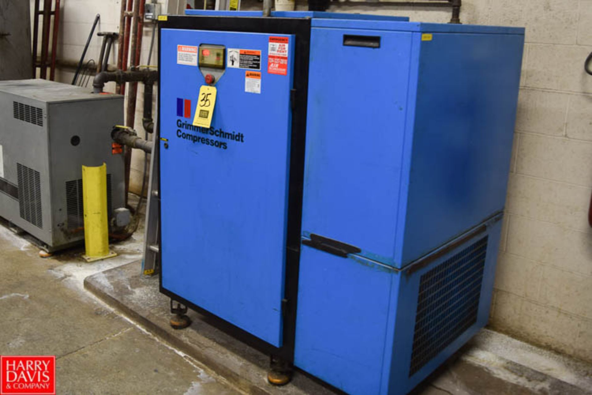 Grimmer Schmidt 40 HP Screw Air Compressor, Model NK100, S/N M.2603, 125 PSIG, 163 CFM, 7,504 RPM,