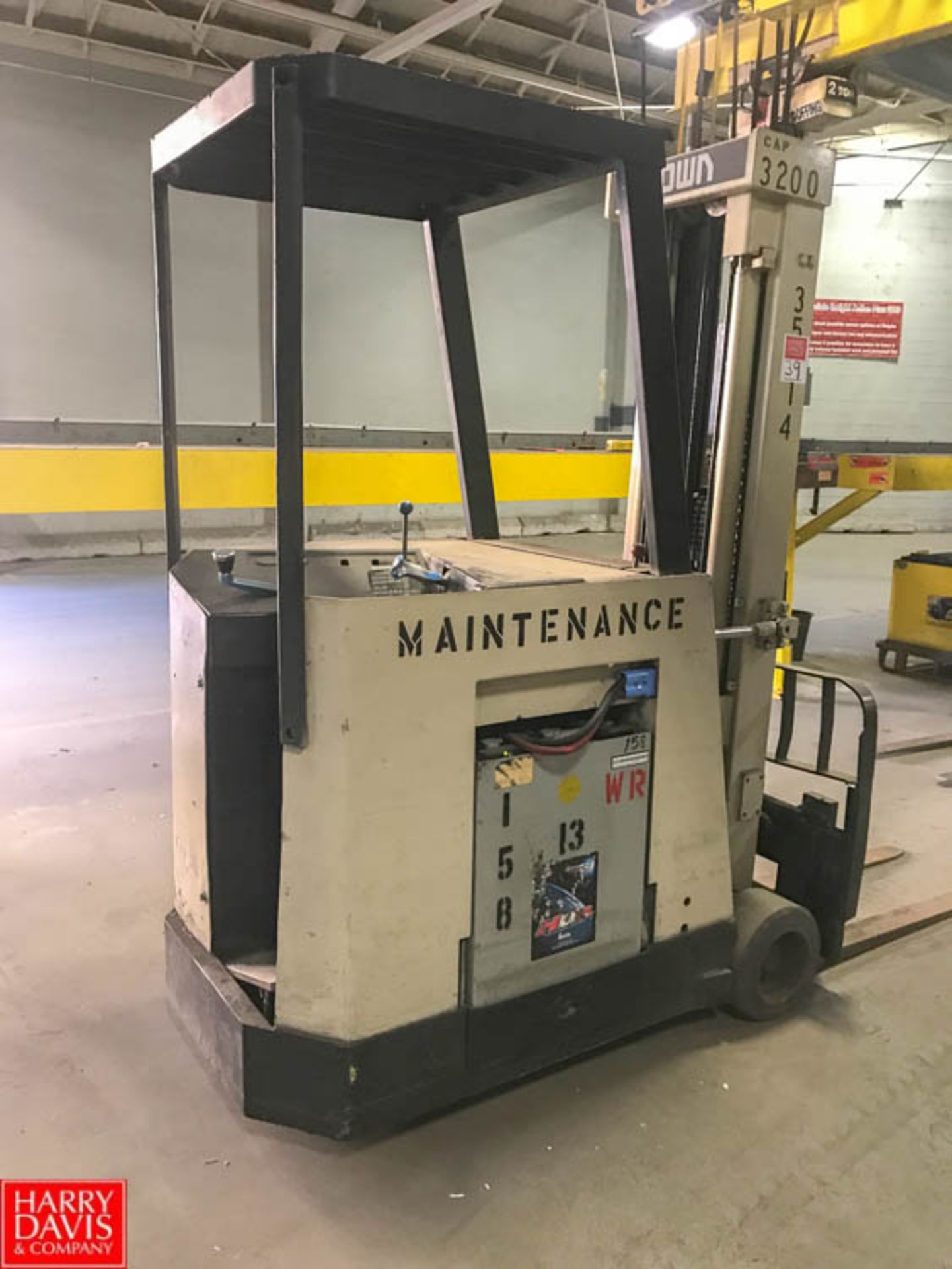 Crown 3,000 LB Capacity Stand Up Electric Fork Lift, Model 30 RTC, S/N W-45274, with Battery Rigging