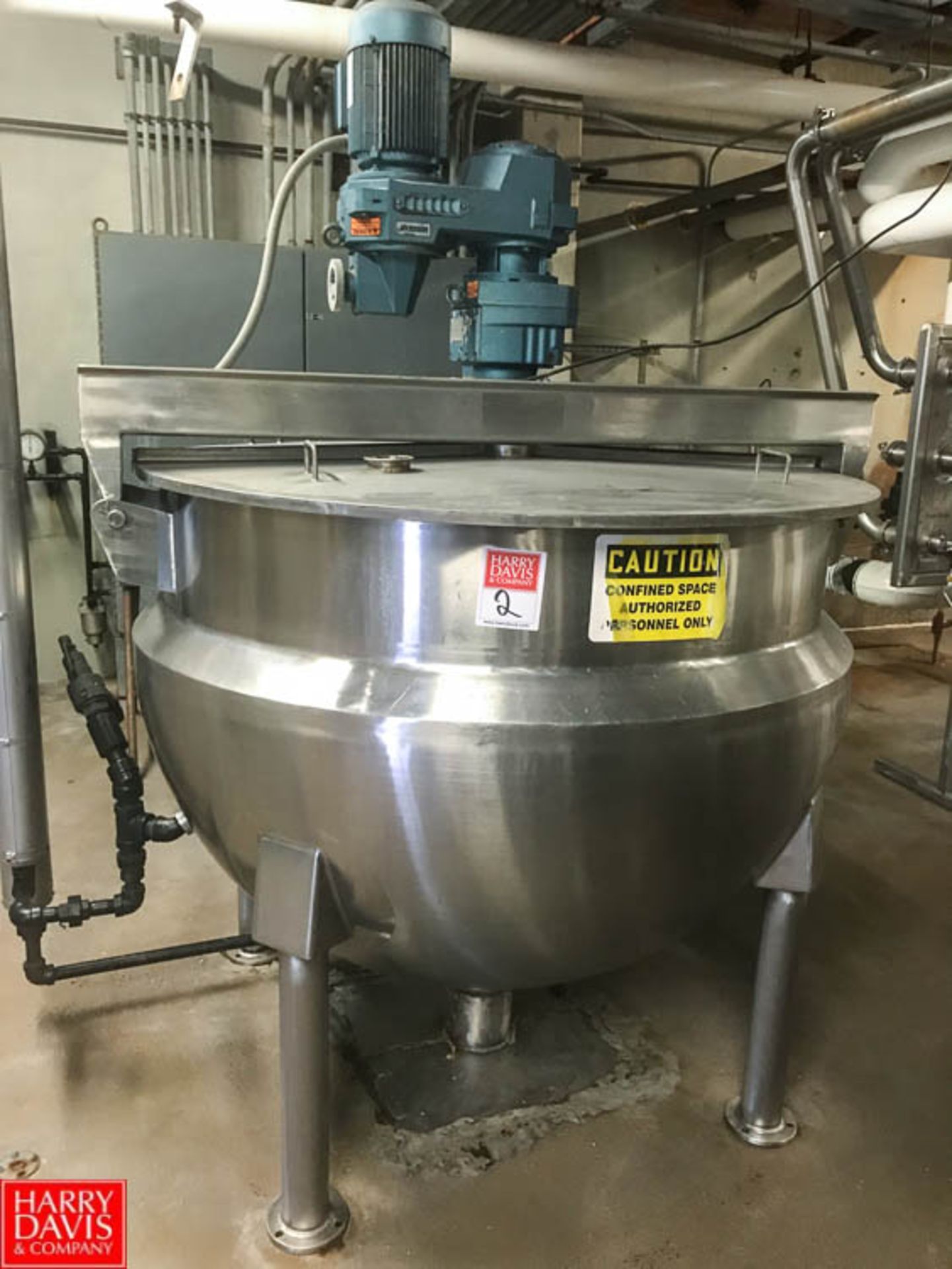 Hamilton 300 Gallon S/S Jacketed Kettle with Scrape Surface Agitation, S/N D-6542, 150 PSI Jacket