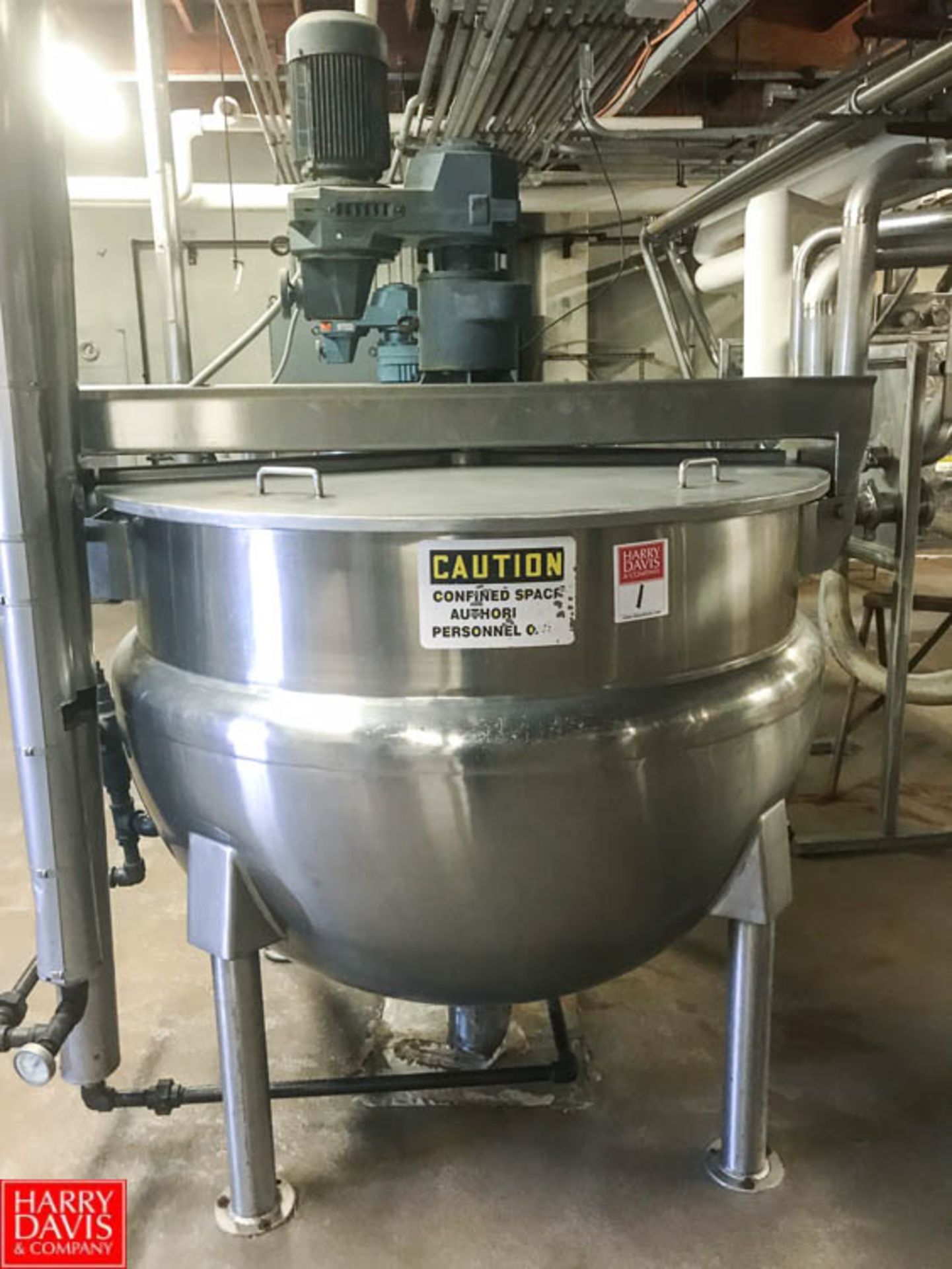 Hamilton 300 Gallon S/S Jacketed Kettle with Scrape Surface Agitation, S/N F-1869 150 PSI Jacket and