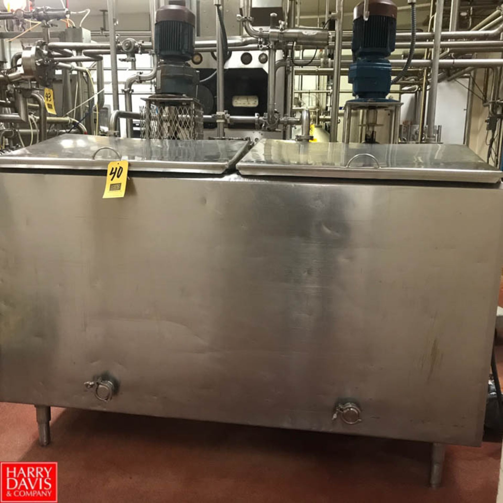 Cherry Burrell 400 Gallon 2-Compartment (2 x 200) S/S Flavor Tank, S/N 200-58-142, with (2) Vertical