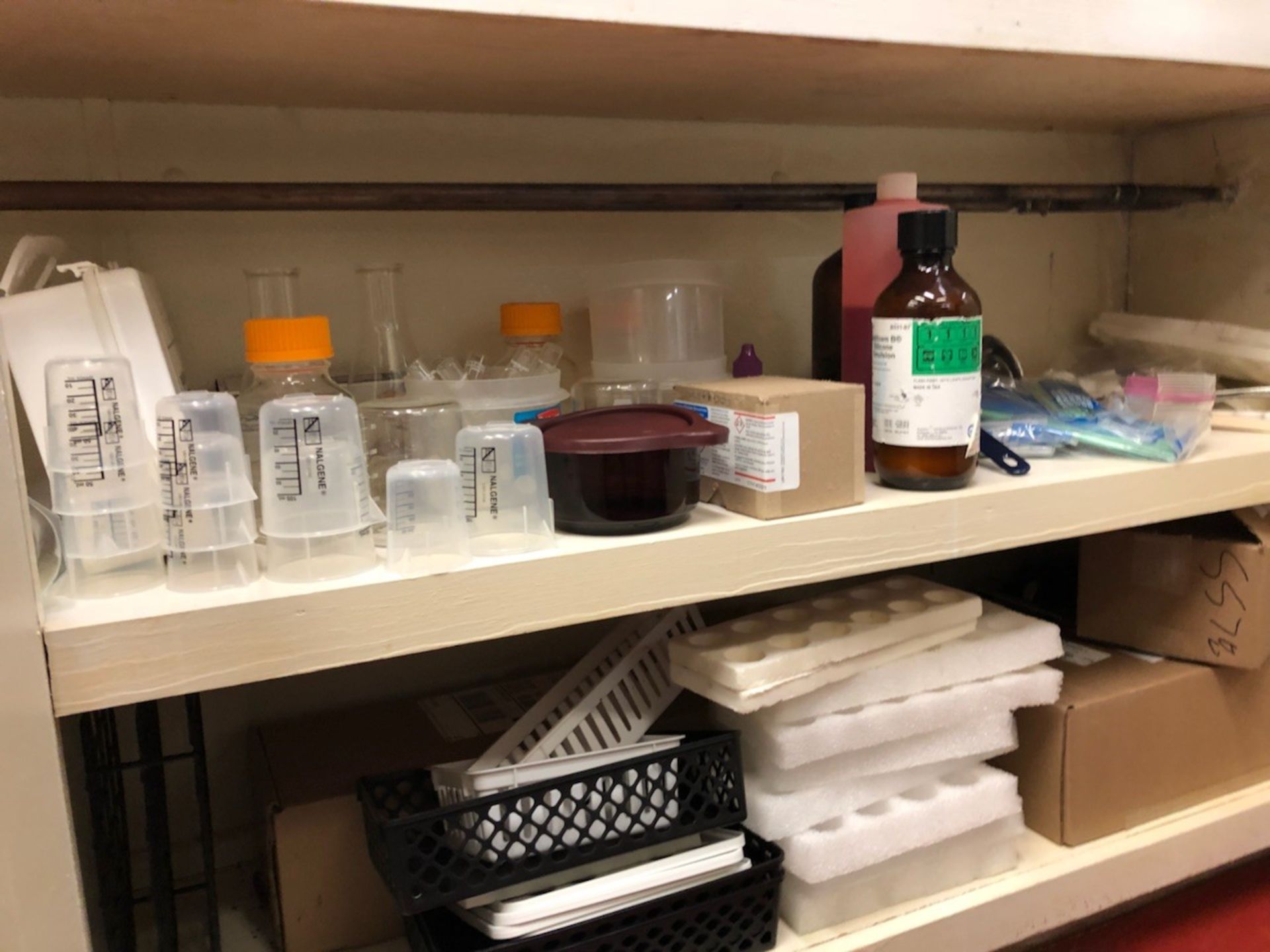 Assorted S/S Bowls, Glassware and Test Kits, Contents of Lab Counter Drawers, Shelf with Glassware, - Image 2 of 4