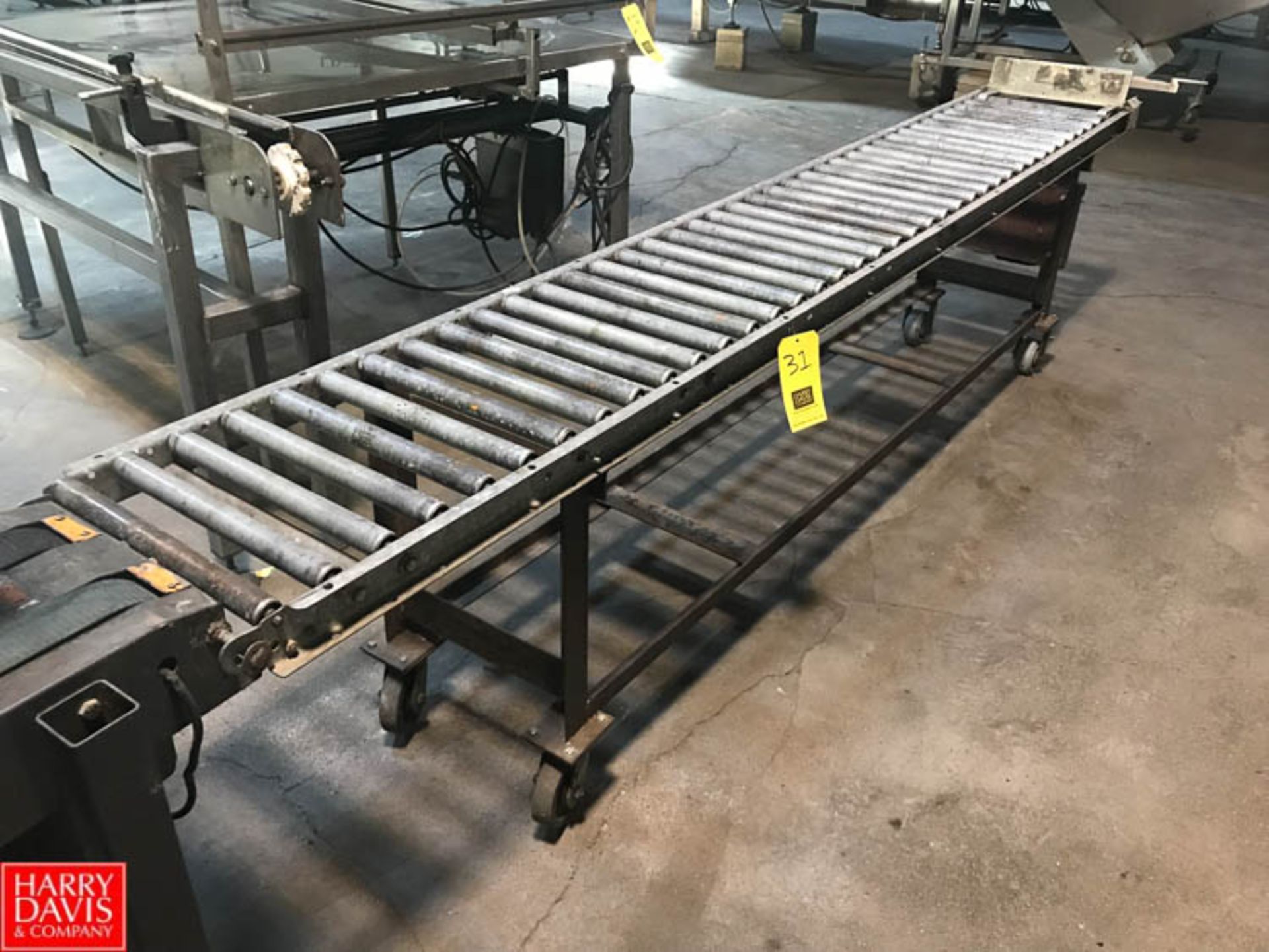 10’ Length Roller Conveyor, 16" Width, Mounted on Portable Frame - Rigging Fee: $ 50