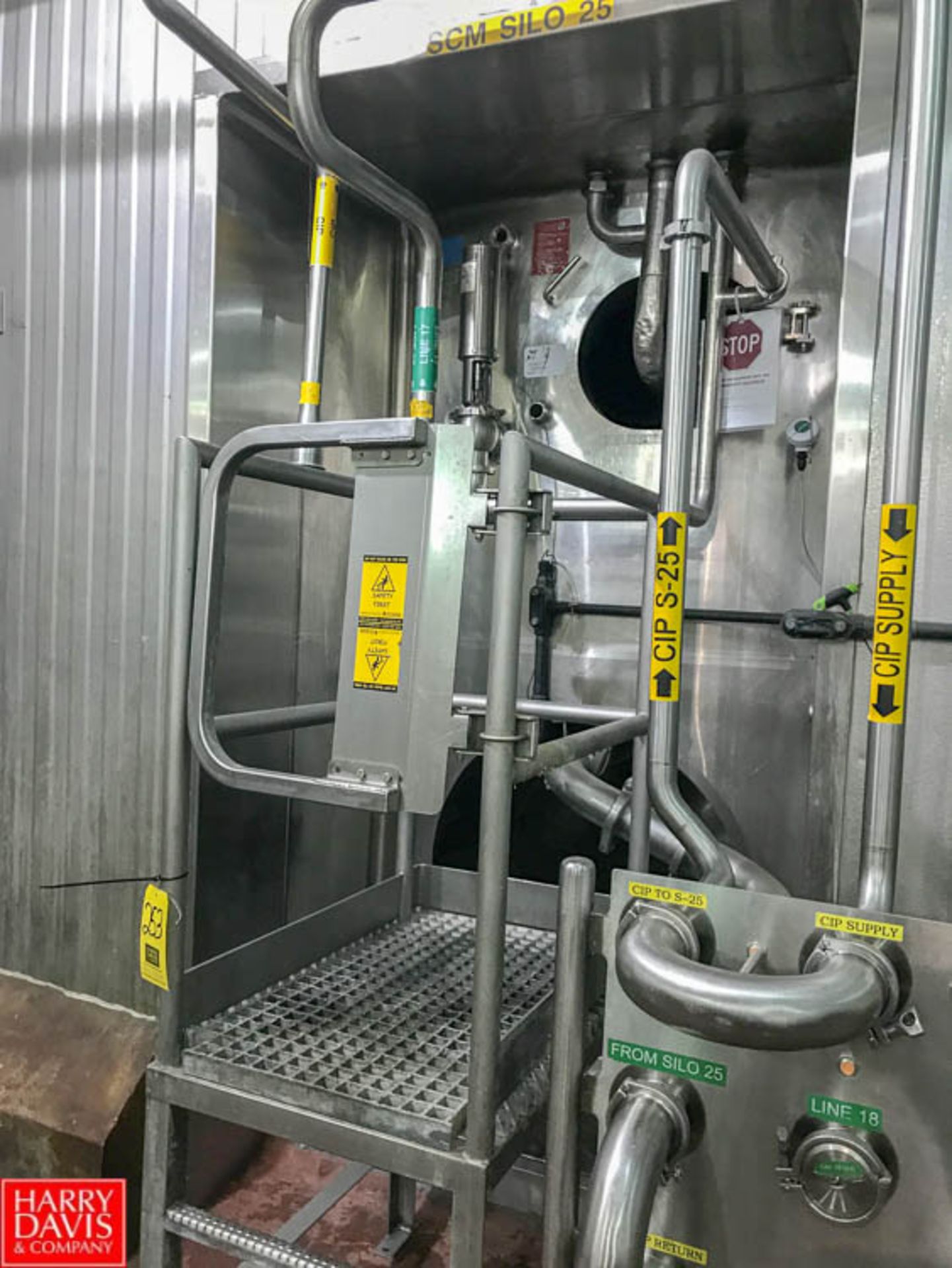 DCI 20,000 Gallon Jacketed S/S Silo with Vertical Agitator and (2) Waukesha Cherry Burrell Air