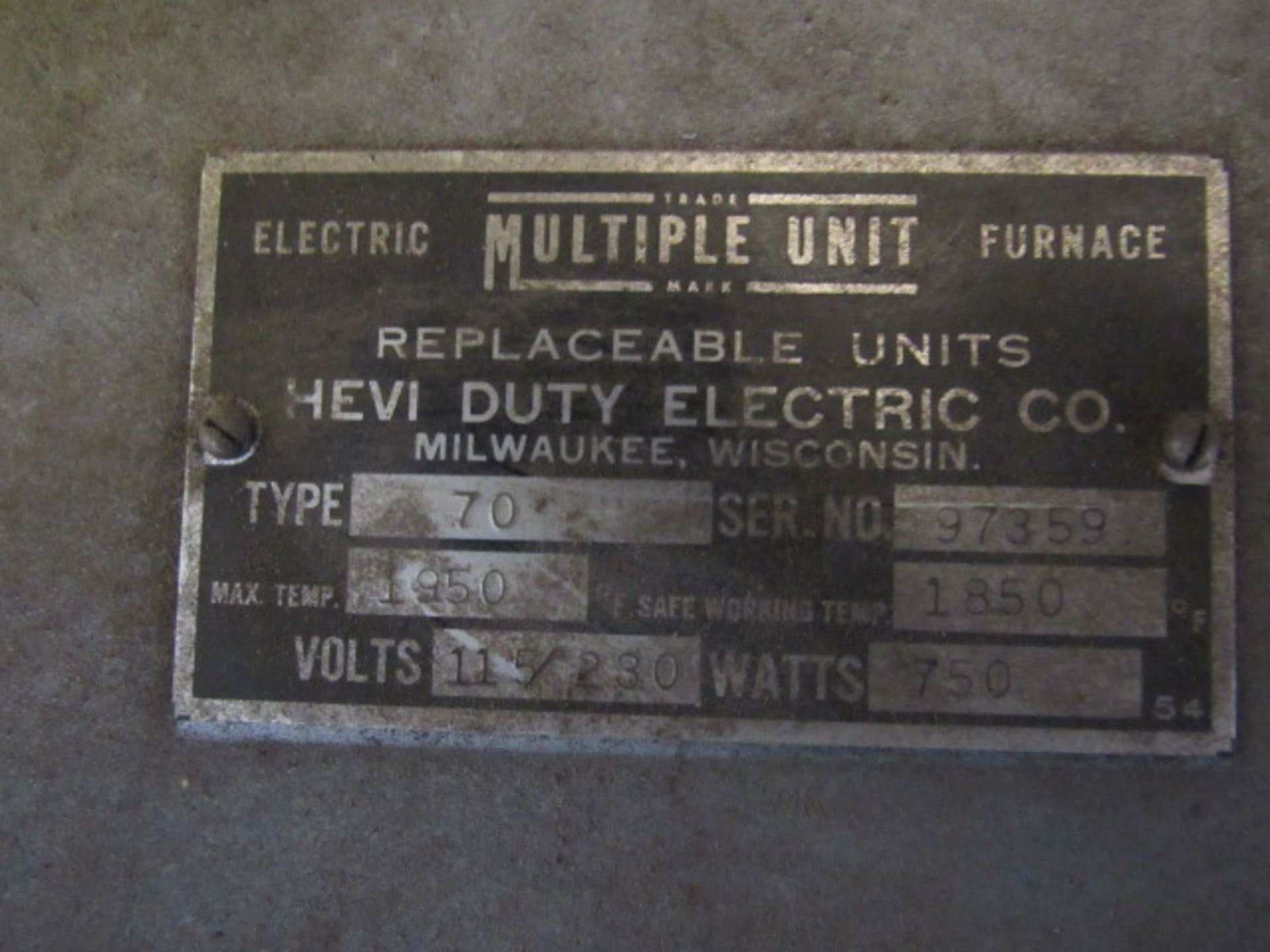 Hevi-Duty Type 70 1950 Degree Electric Furnace - Image 3 of 3