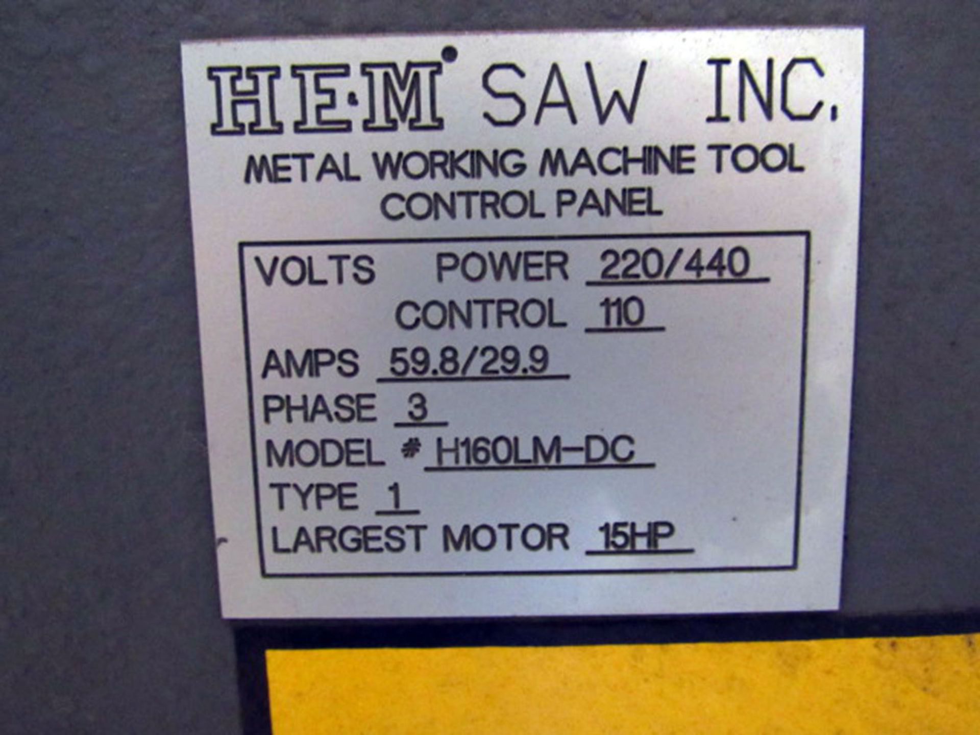 HEM Model H160LM-DC Automatic Horizontal Bandsaw - Image 8 of 8