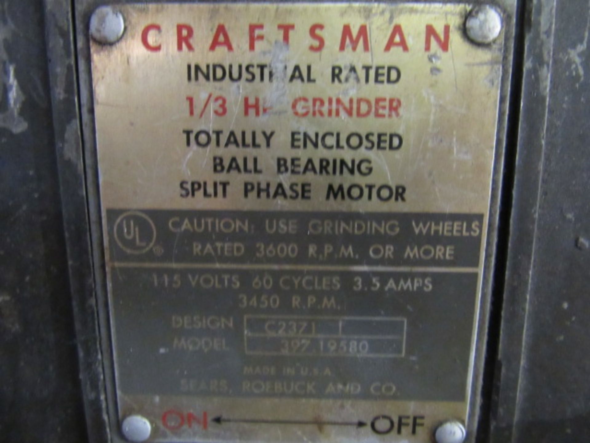 Craftsman 1/3 HP Industrial Grinder - Image 4 of 4