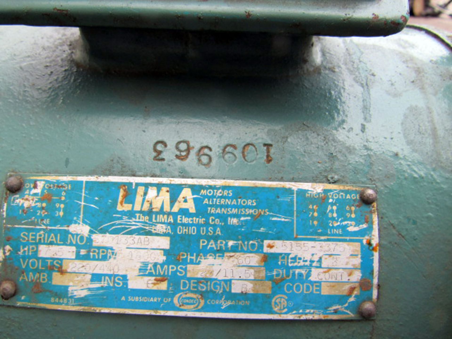 Lima 7.5 HP Electric Motor - Image 4 of 4