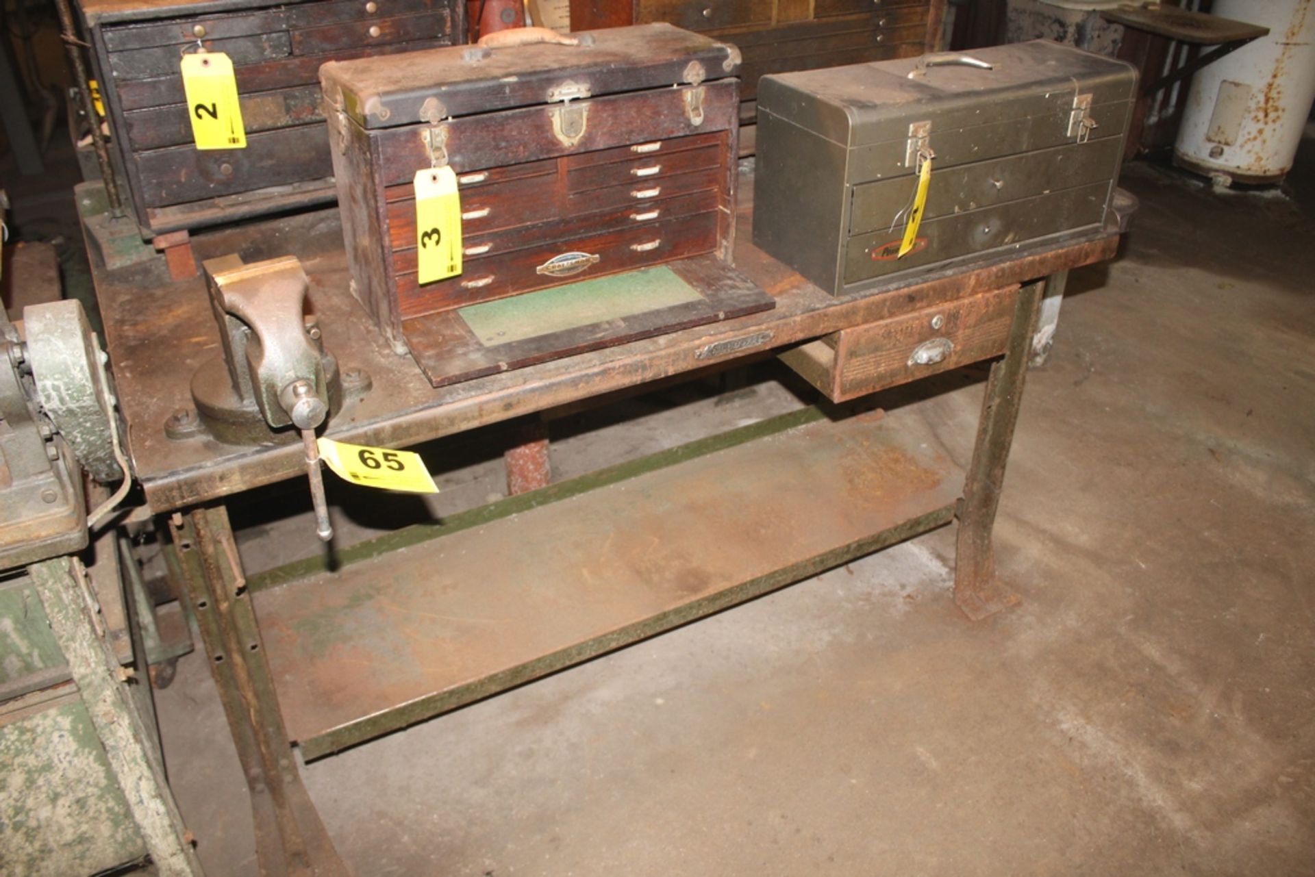 3-1/2" MORGAN BENCH VISE WITH 30" X 60" STEEL WORK BENCH - Image 2 of 2