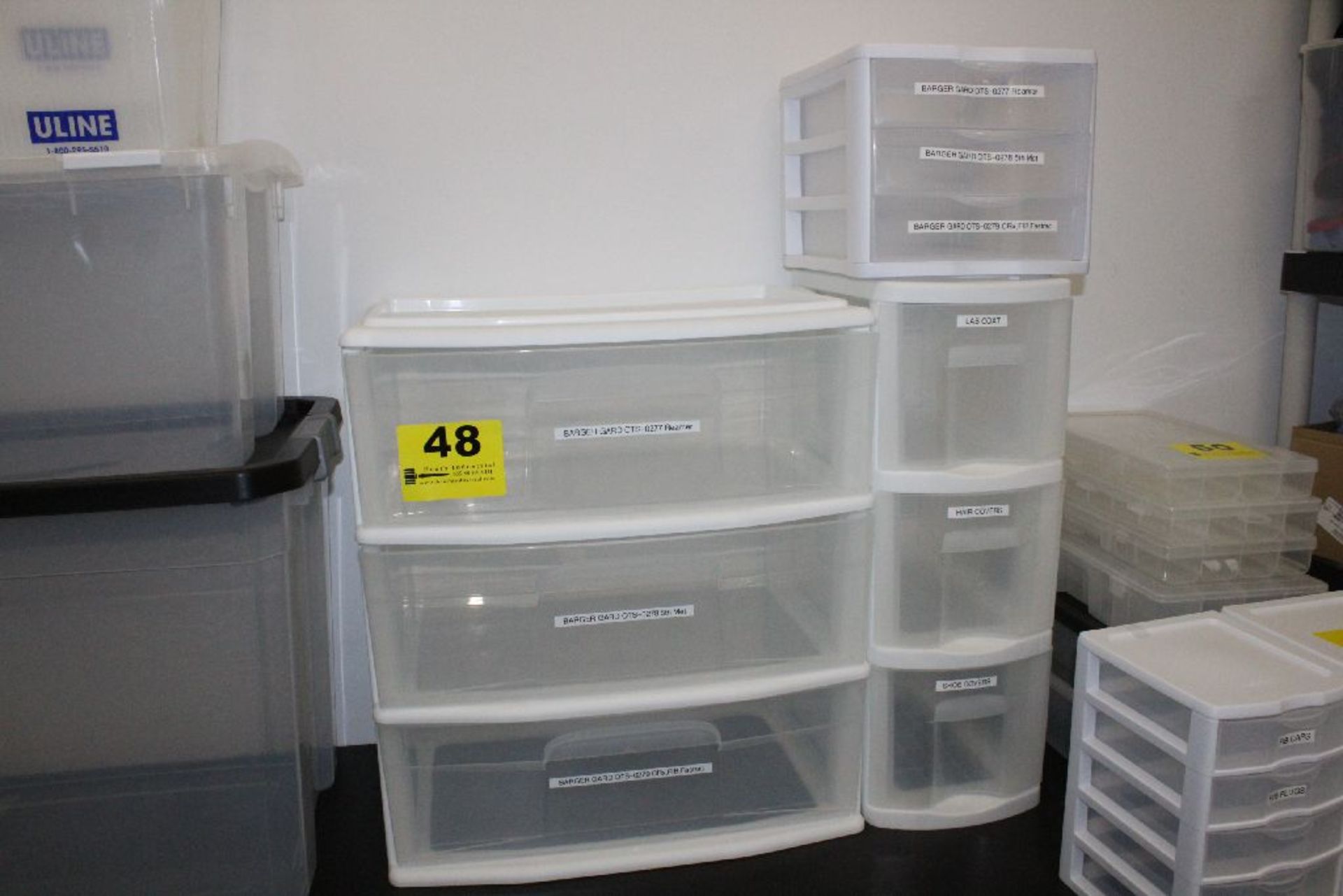 (3) THREE DRAWER PLASTIC STORAGE UNITS