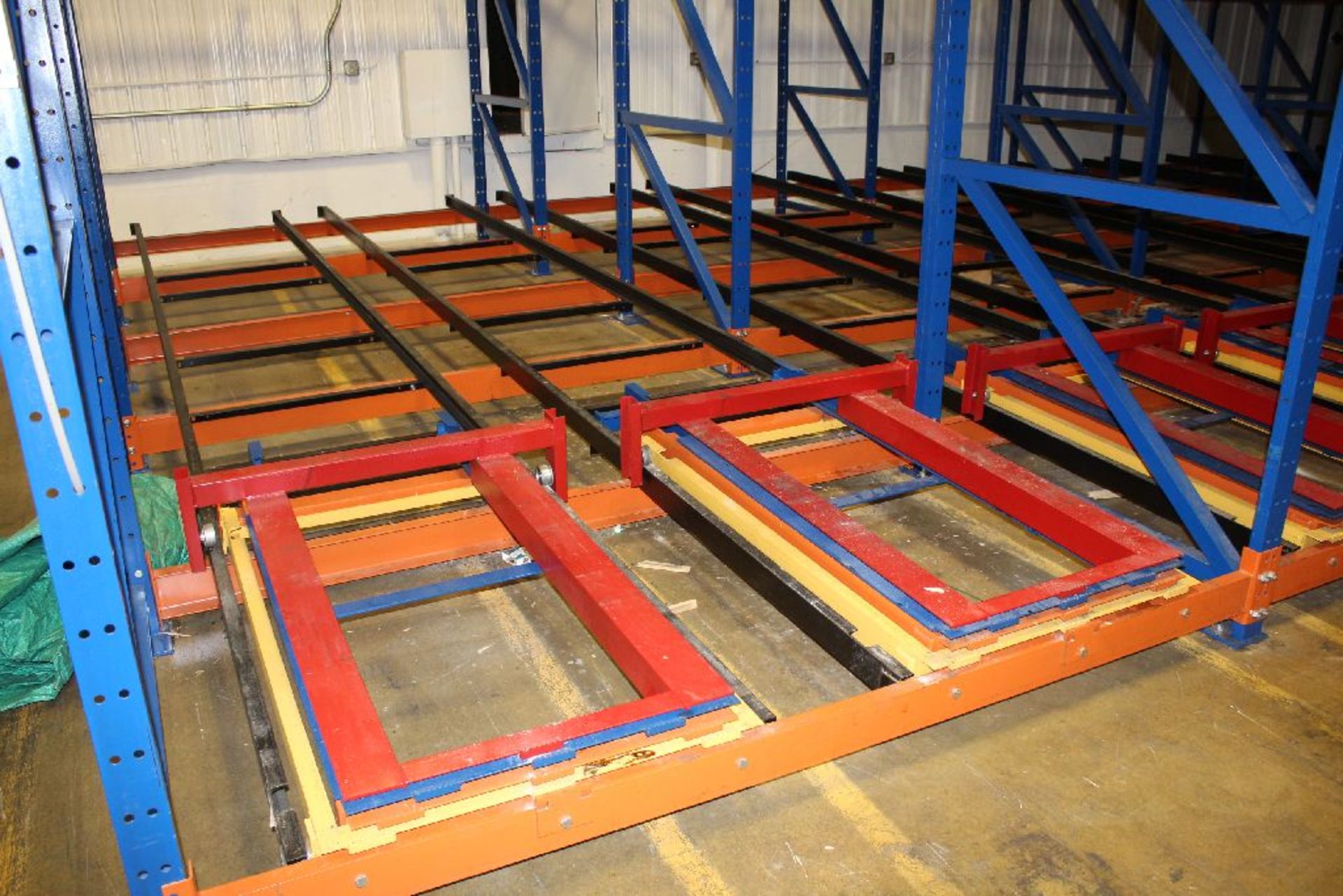 PUSHBACK PALLET RACKING SYSTEM WITH (21) 12' X 54" UPRIGHTS, (108) 8' CROSTAINLESS - Image 2 of 4