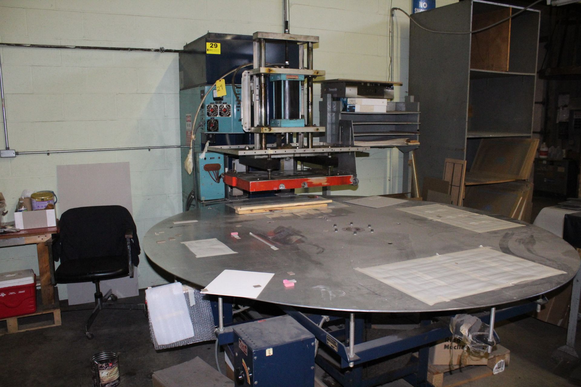 THERMATRON 10KW 4-STATION MODEL F10-25 SEALING PRESS, S/N 293484, WITH 84" TURN TABLE, PRE-SEAL AND