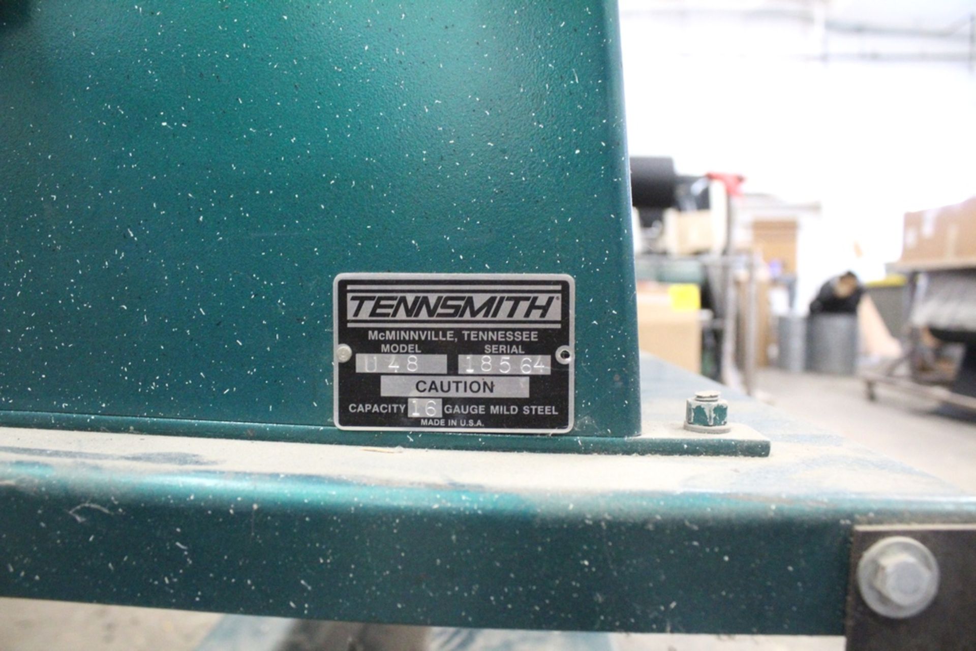 TENNSMITH MODEL U48 48" X 16 GA BENCH TOP APRON BRAKE, S/N 18564, WITH TENNSMITH STEEL STAND, - Image 4 of 4