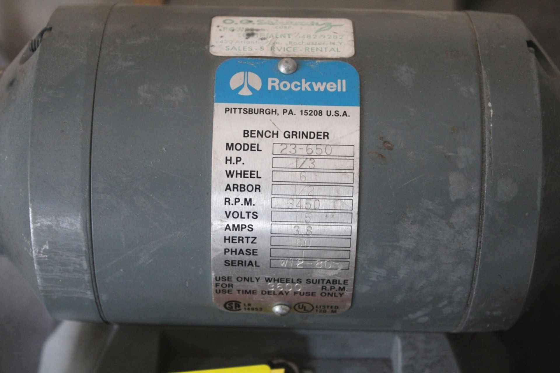 ROCKWELL MODEL 23-650 1/3 HP 6" DOUBLE END BENCH GRINDER, WITH CABINET & ACCESSORIES - Image 3 of 3
