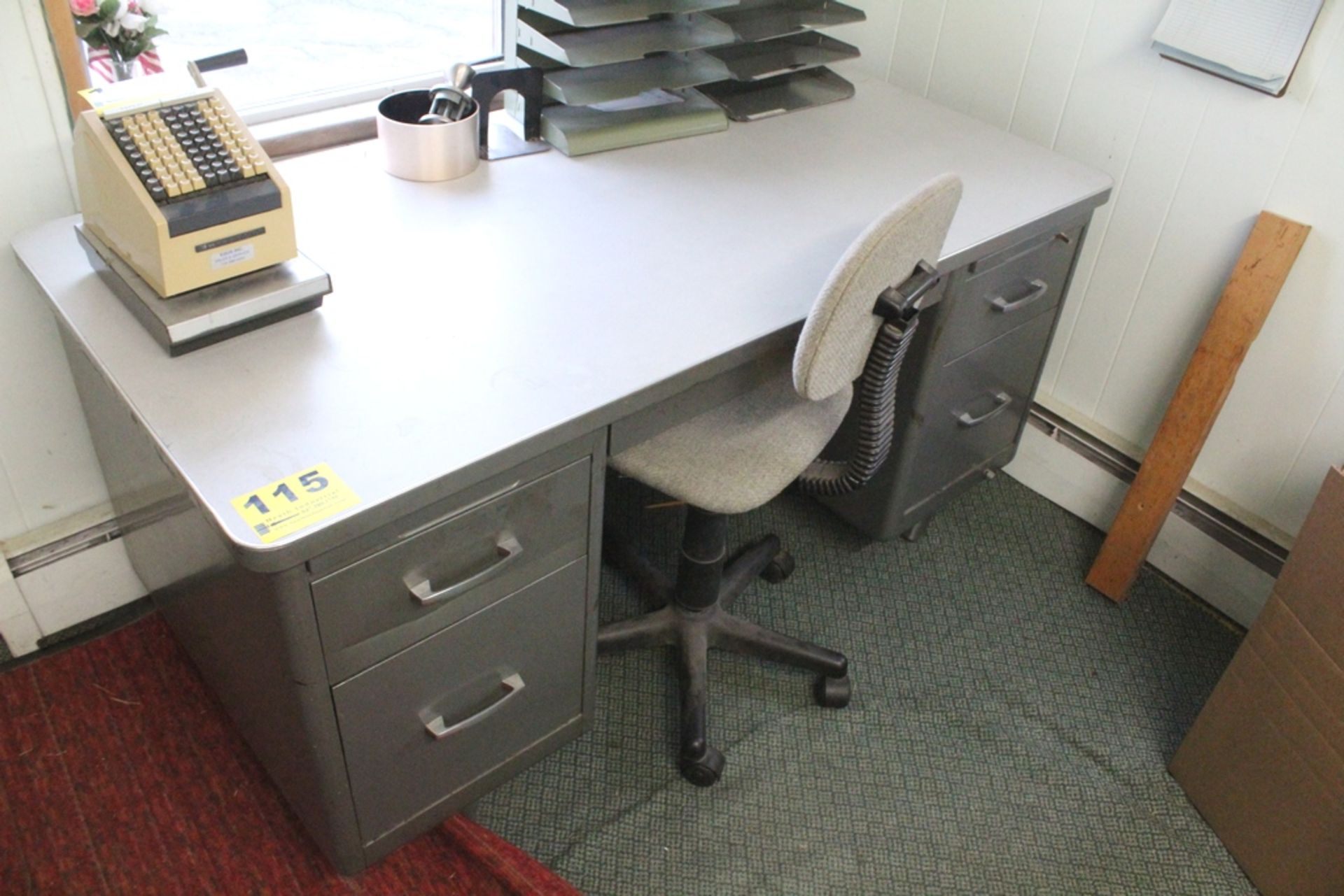 STEEL DOUBLE PEDESTAL DESK WITH CHAIR