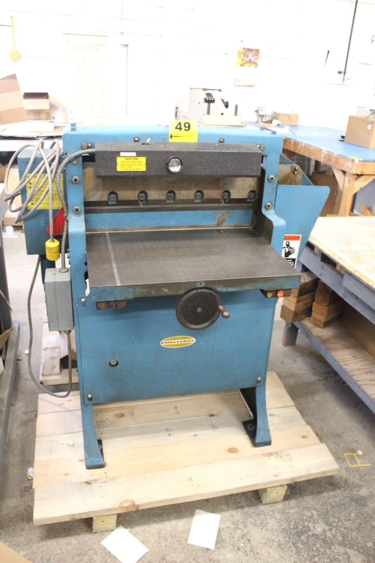 CHALLENGE MODEL HBE, SIZE 265, 26.5" CAPACITY POWER PAPER CUTTER, S/N 24095, WITH HYDRAULIC