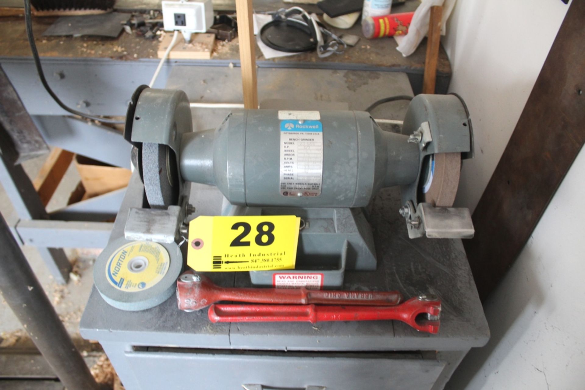 ROCKWELL MODEL 23-650 1/3 HP 6" DOUBLE END BENCH GRINDER, WITH CABINET & ACCESSORIES - Image 2 of 3