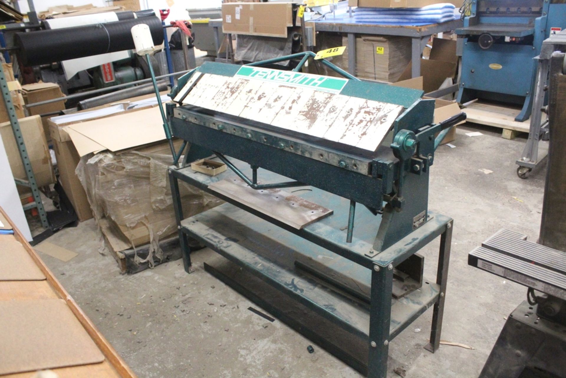 TENNSMITH MODEL U48 48" X 16 GA BENCH TOP APRON BRAKE, S/N 18564, WITH TENNSMITH STEEL STAND,