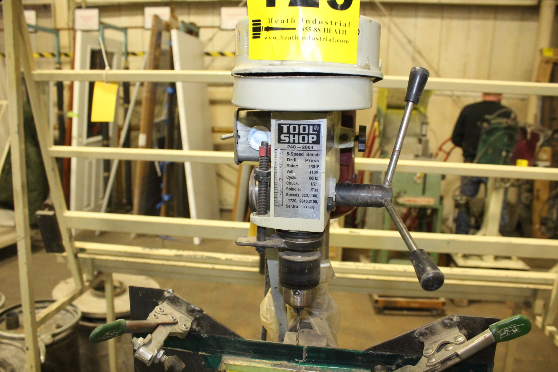 TOOL SHOP MODEL 240-2004 DRILL PRESS, 5-SPEED, 1/3HP, 110 VOLTS, 1/2" CHUCK, S/N 030303, SPEEDS 620, - Image 2 of 2