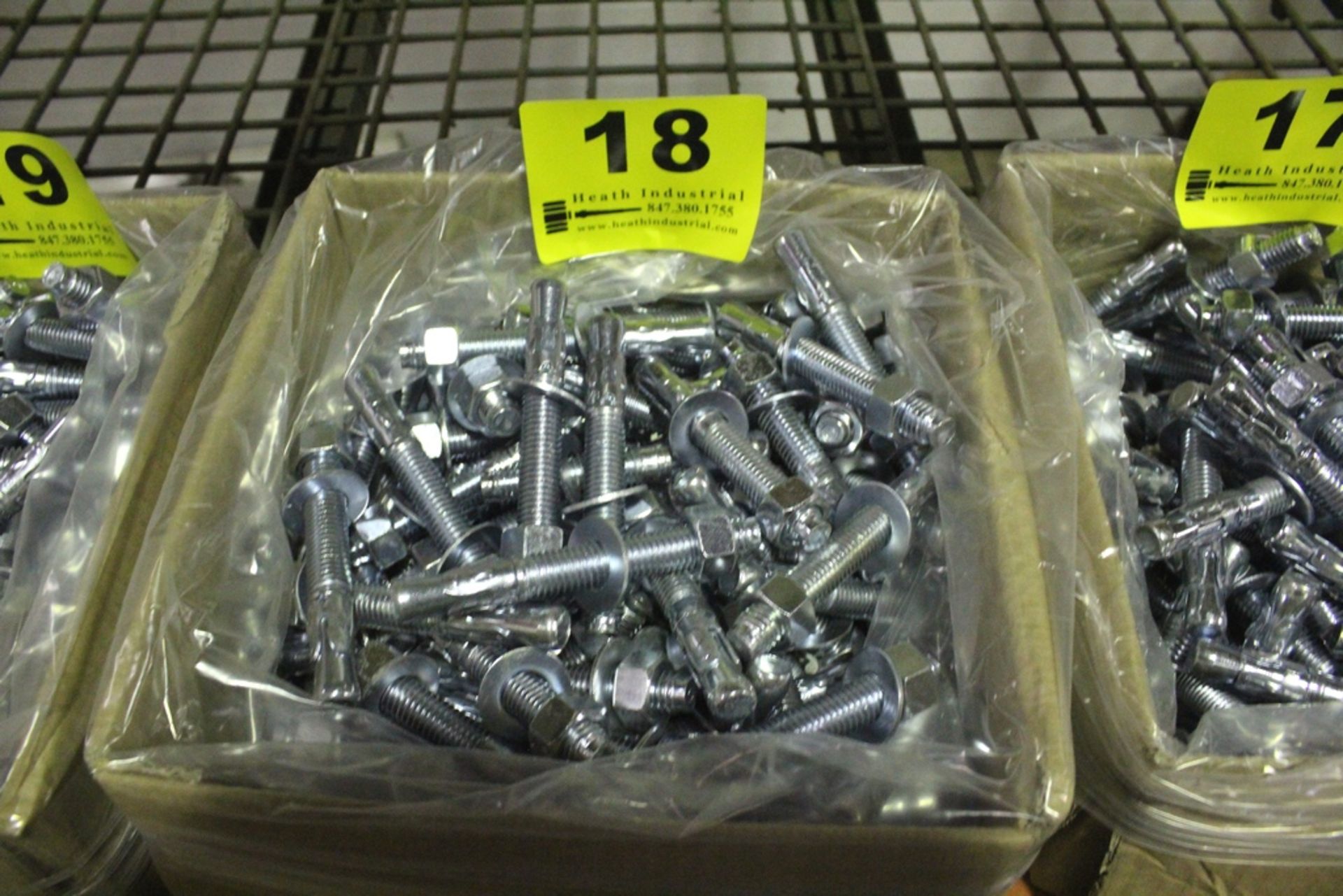 LARGE BOX OF POWERSTUD WEDGE ANCHORS, 5/8" X 4-1/2", ZINC PLATED