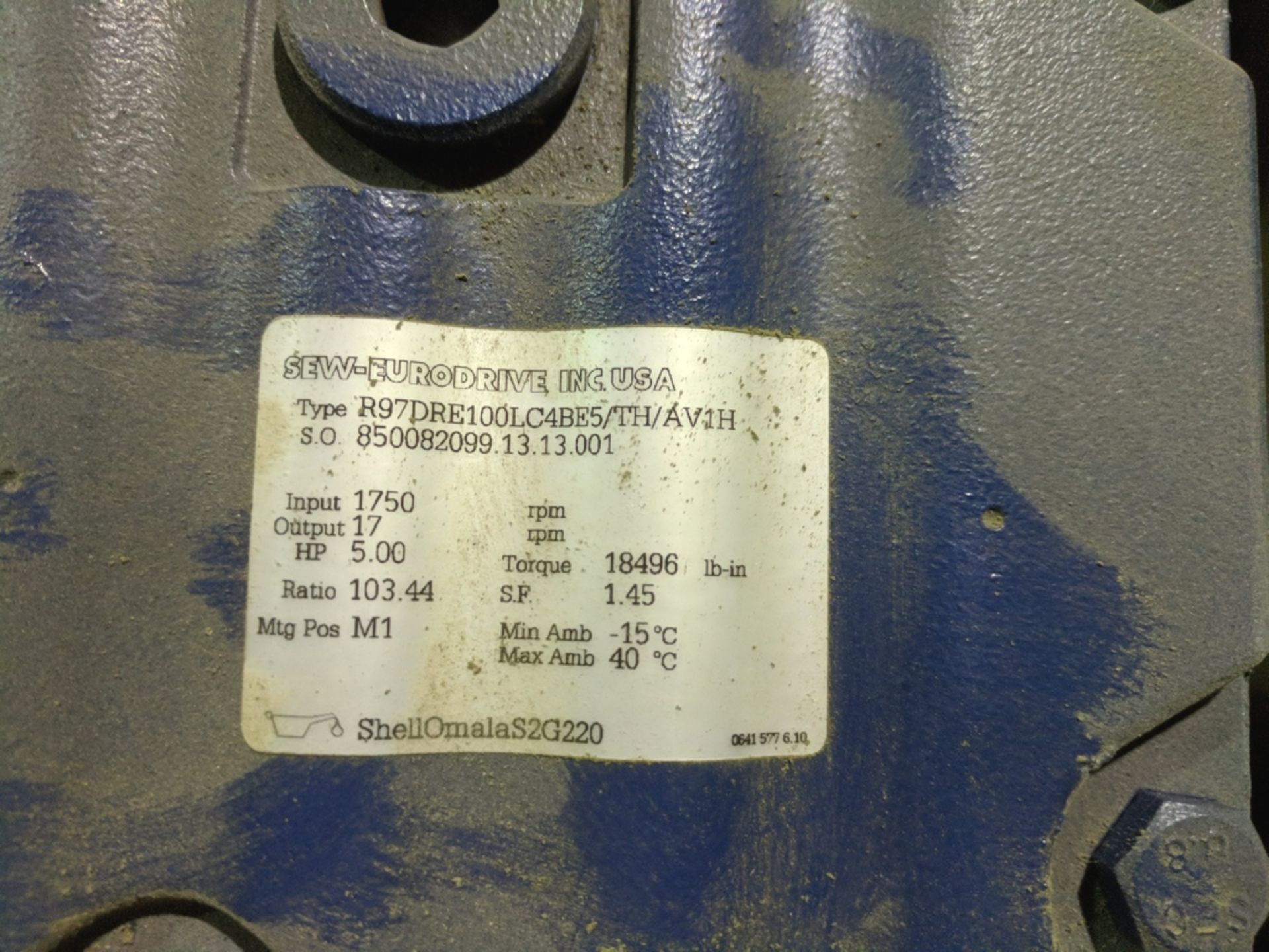 SEW EURODRIVE TYPE R97DRE100LC4BE5/TH/AV1H 5 HP 230/460V 1750/17 RPM MULTISTAGE HELICAL GEARMOTOR - Image 3 of 3