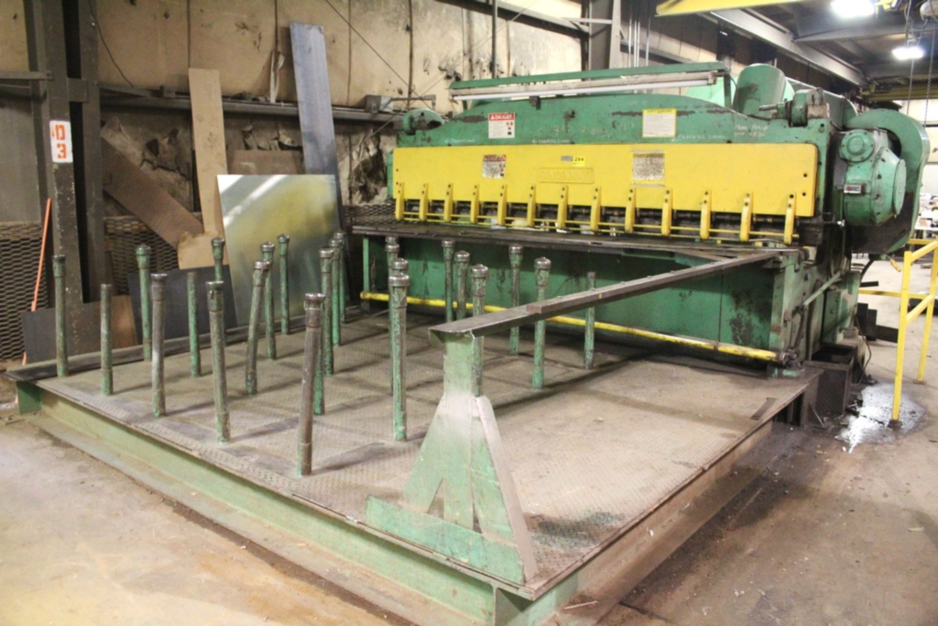 CINCINNATI 3/8”X12’ MODEL 2512 POWER SQUARING SHEAR, S/N 26929, WITH SQUARING ARM, BALL ROLLER