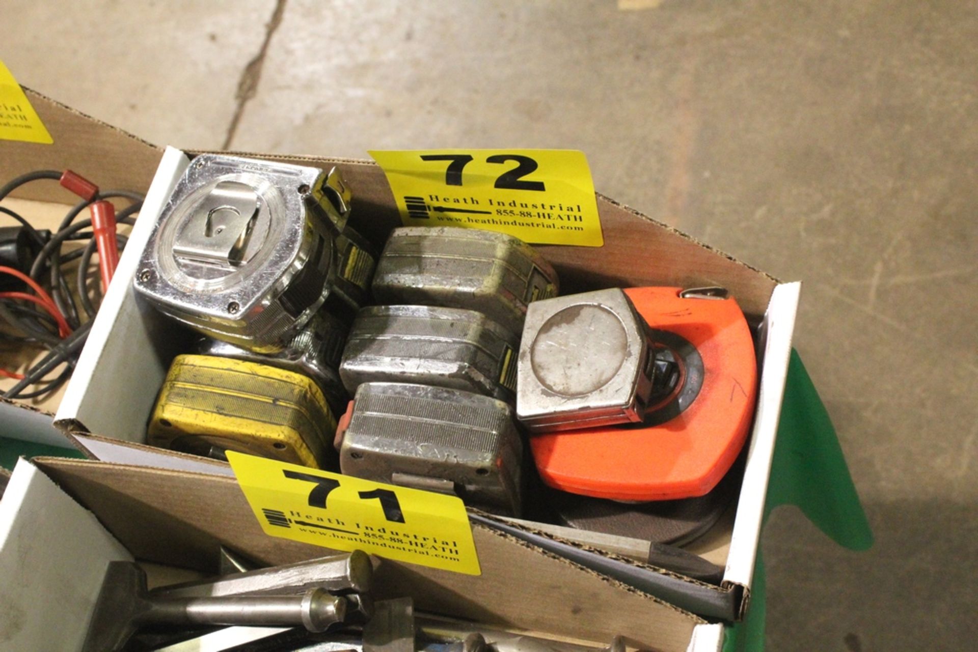 ASSORTED TAPE MEASURES, CHAULK LINES, AND LEVELS