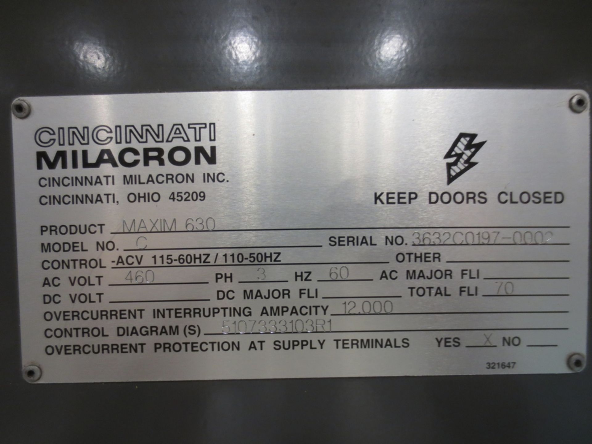 CINCINNATI MILACRON 4-AXIS MODEL MAXIM 630 CNC HORIZONTAL MACHINING CENTER, S/N 3632C0197-0002, 24. - Image 11 of 11