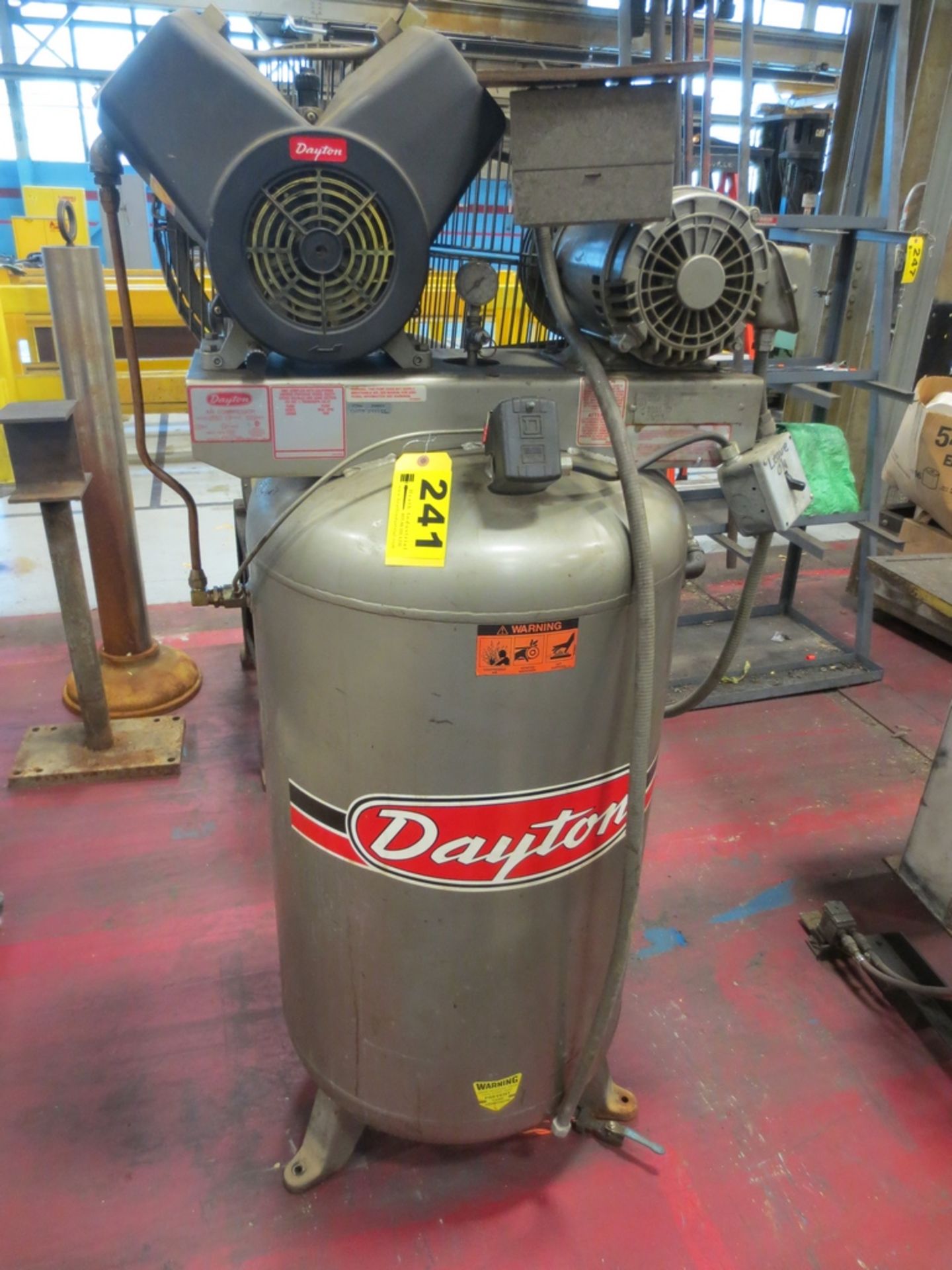 DAYTON MODEL 5Z592 5 HP VERTICAL TANK MOUNT AIR COMPRESSOR,