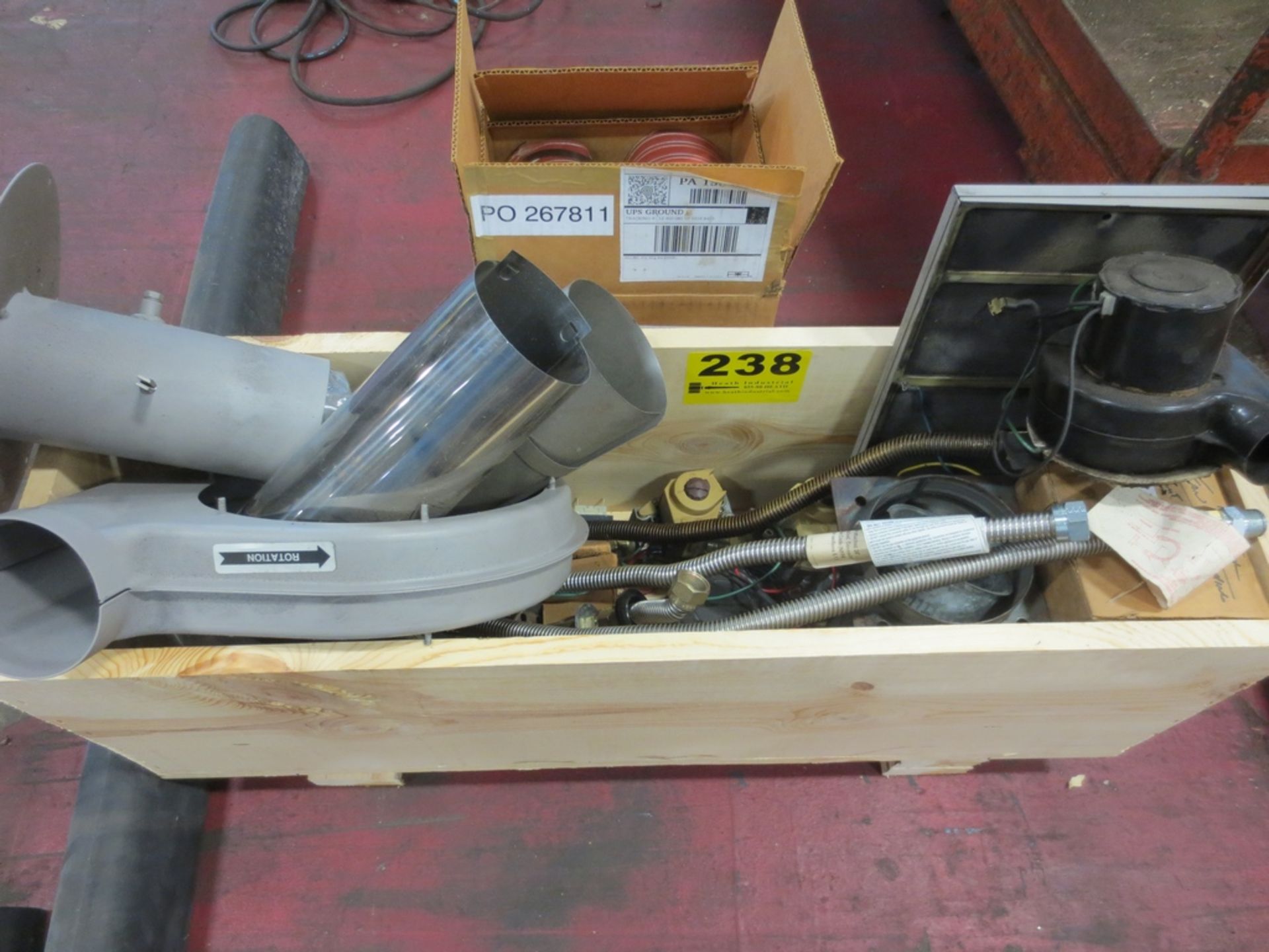 CRATE OF GAS HEATER PARTS