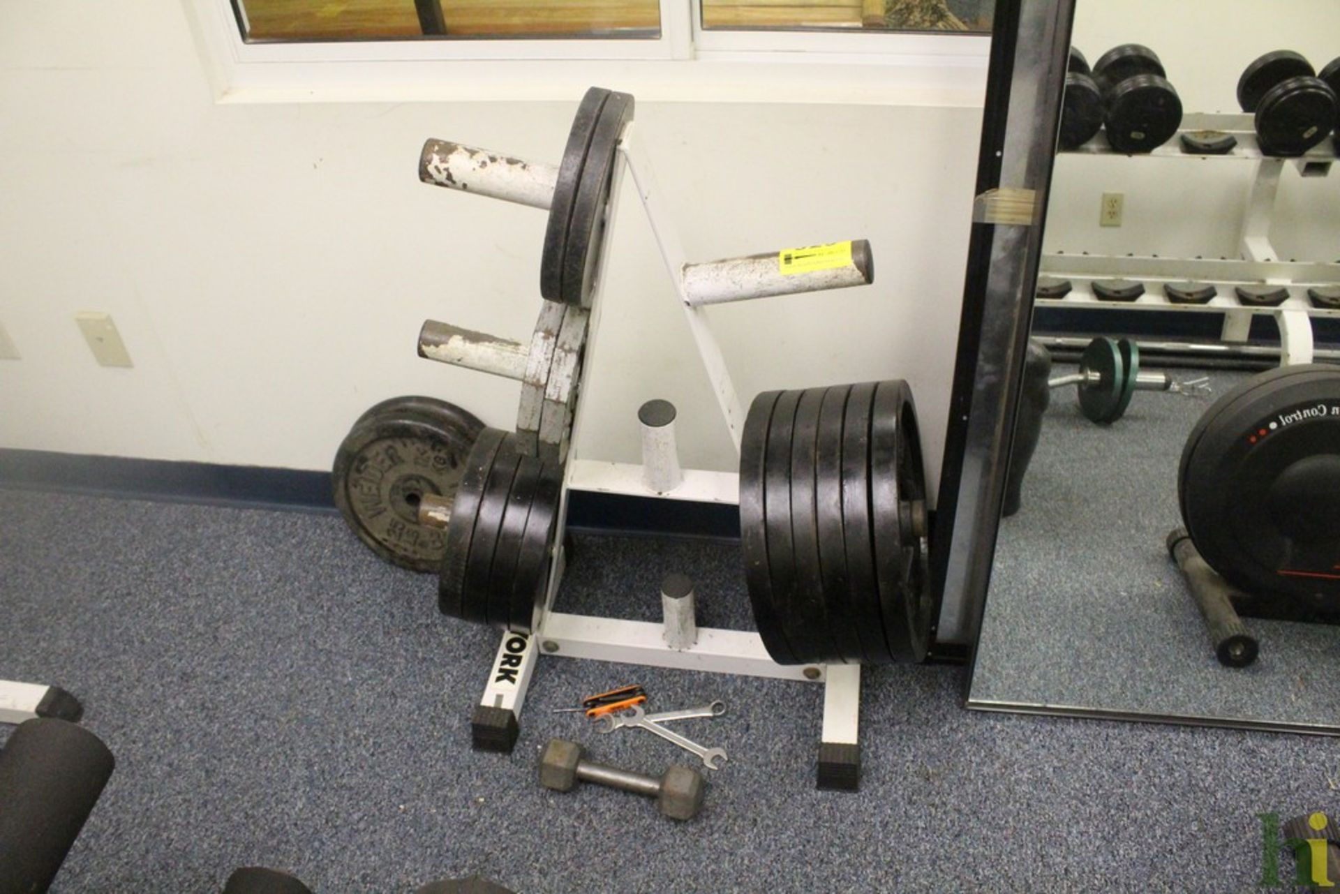 YORK FIVE STATION WEIGHT RACK WITH WEIGHTS