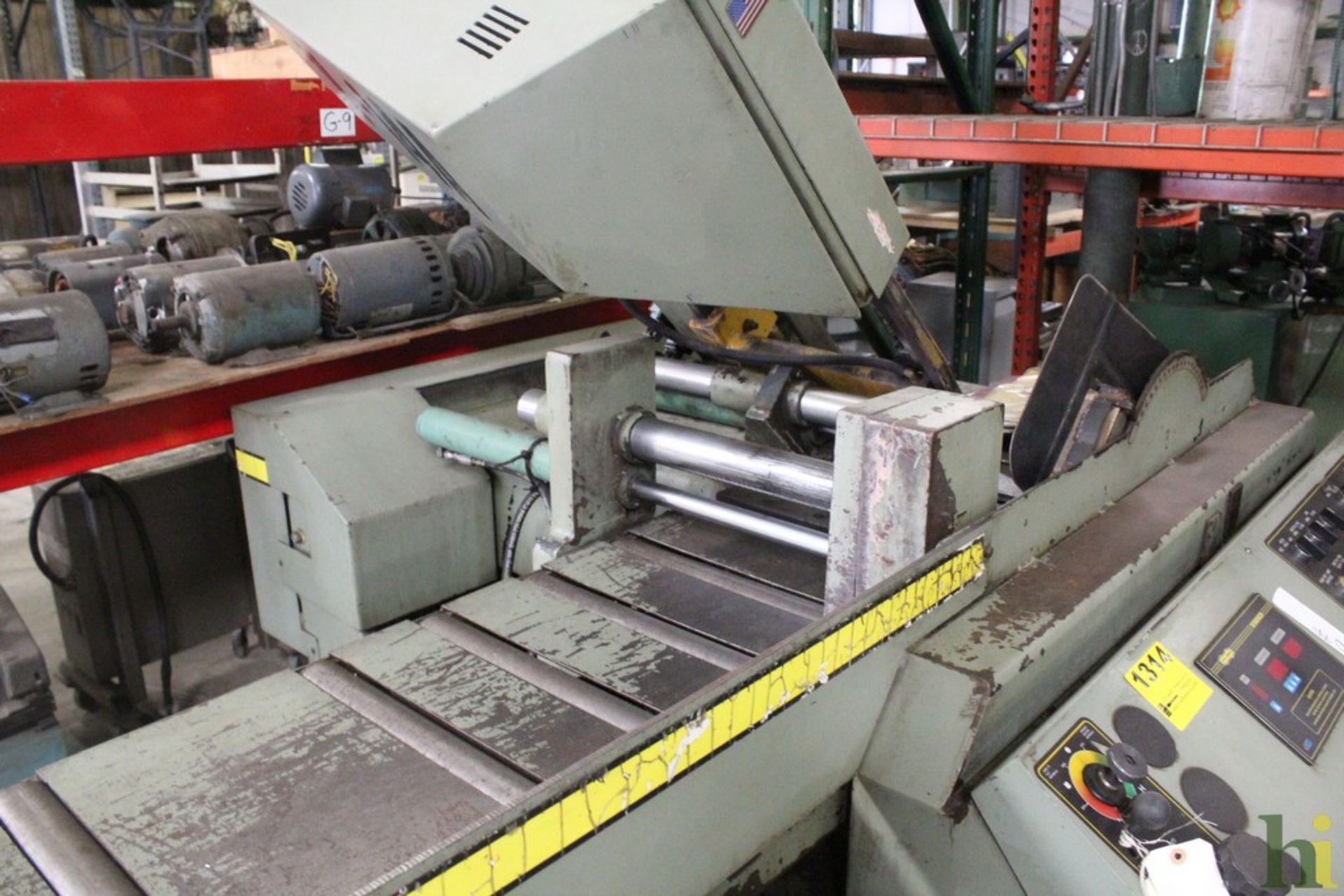 HYD-MECH MODEL 14A VERTICAL BAND SAW, S/N H0397001, 90 DEGREE TILT, SEQUENCER - Image 6 of 9