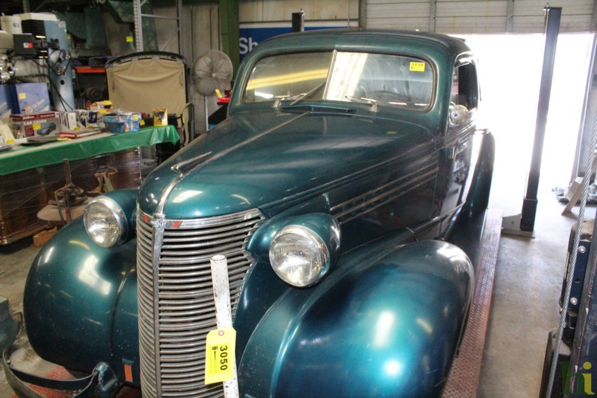 1938 CHEVROLET COUPE, BODY & RUNNING GEAR ONLY, NO ENGINE OR TRANMISSION, VIN C1100410101, STYLE NO.