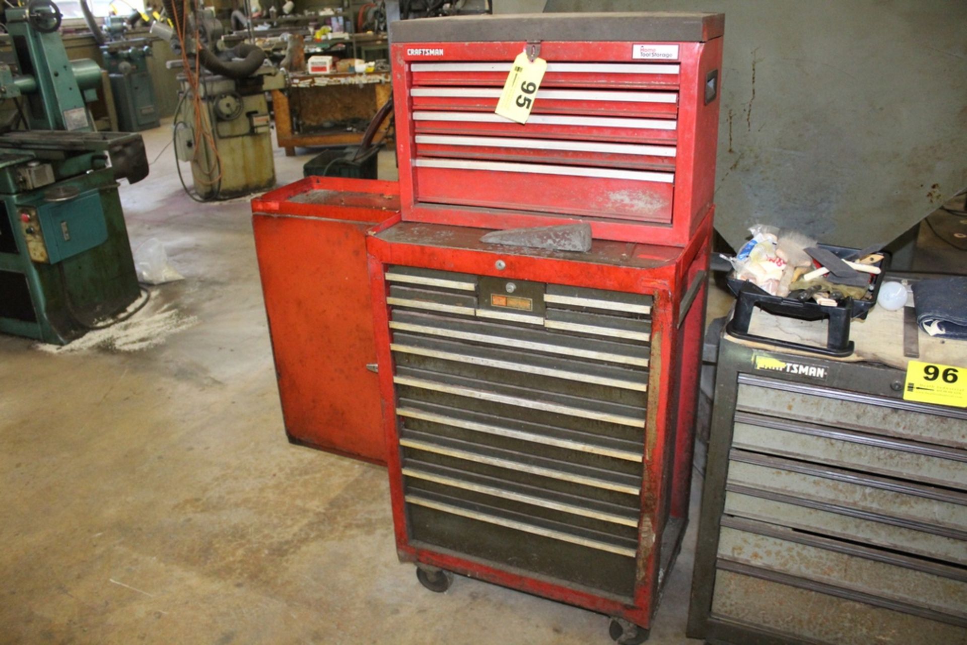 12 DRAWER PORTABLE TOOL CHEST 27" X 18" X 40", WITH CRAFTSMAN SIX DRAWER TOOL CHEST 26" X 12" X 18",