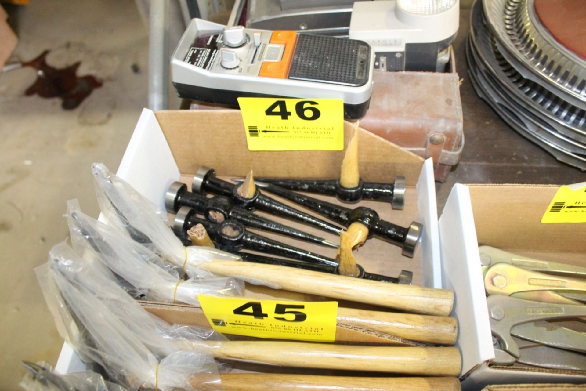 (2) BODY SHOP HAMMERS AND ASSORTED HEADS IN BOX