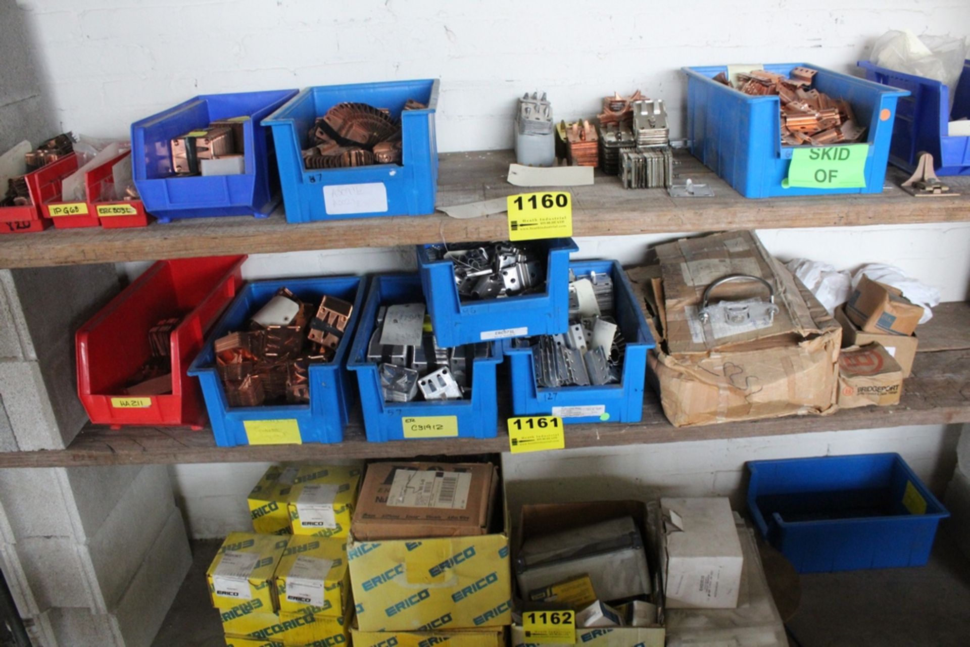 LARGE QTY OF LIGHTENING ROD HARDWARE ON SHELF