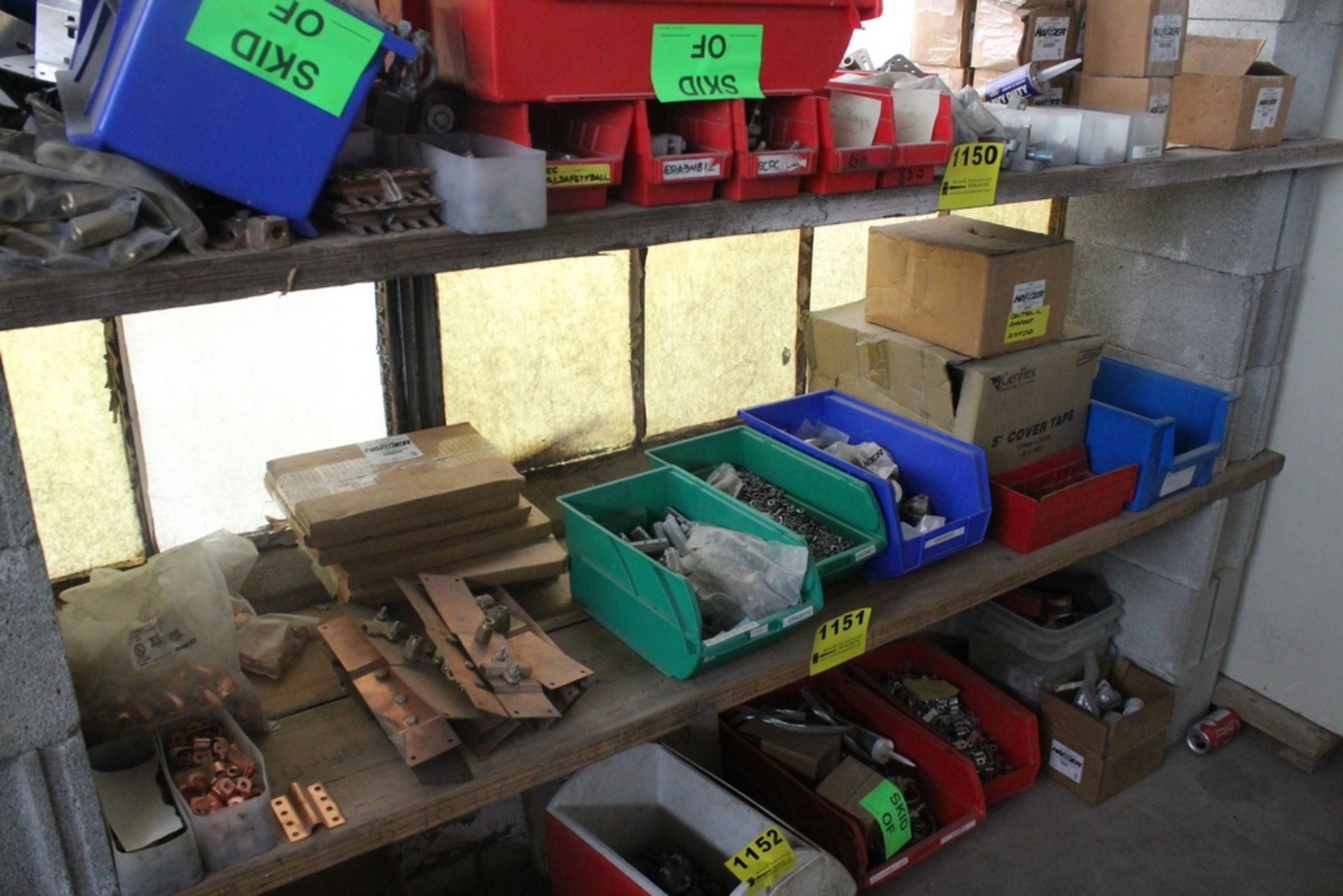 LARGE QTY OF LIGHTENING ROD HARDWARE ON SHELF