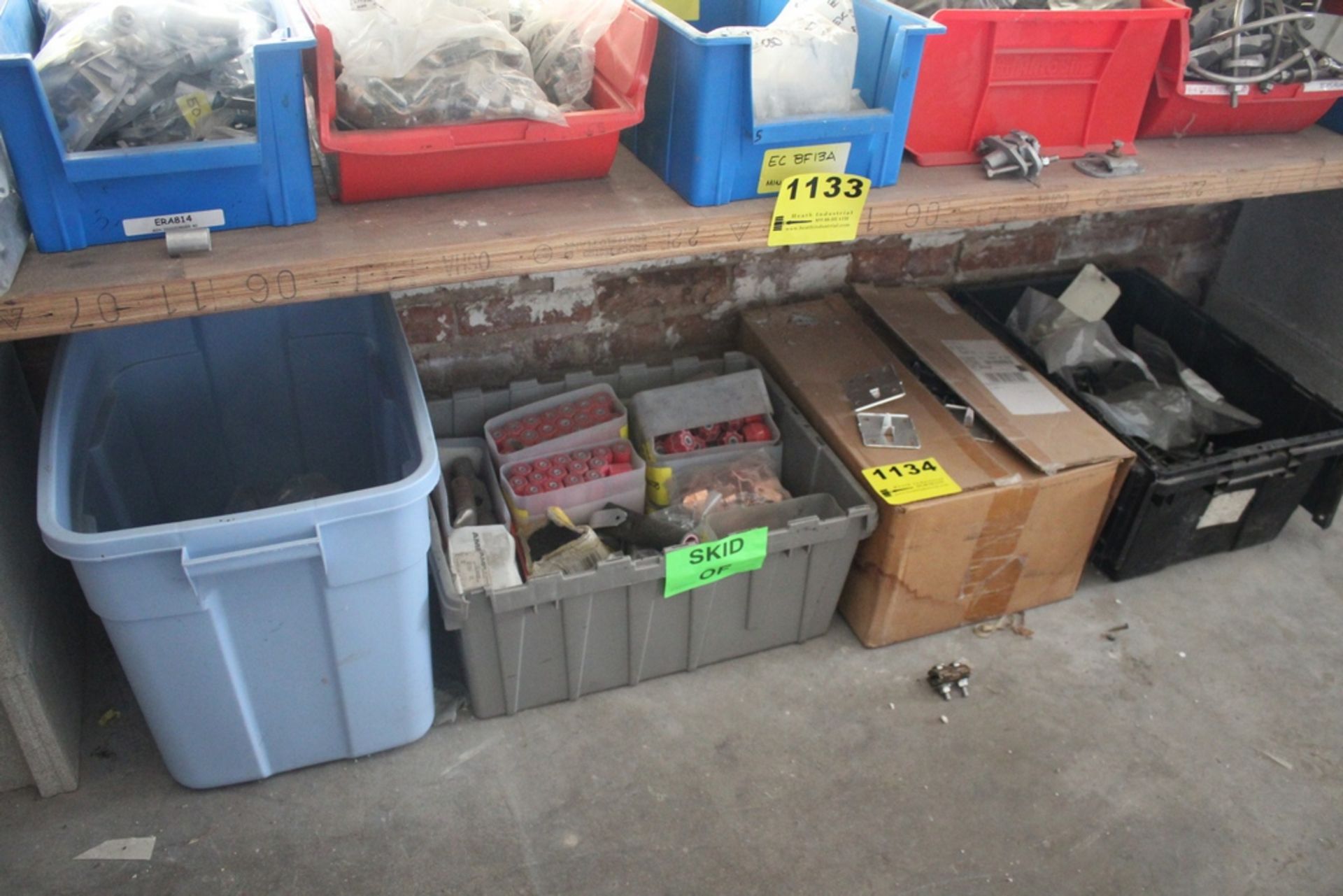 LARGE QTY OF LIGHTENING ROD HARDWARE ON SHELF